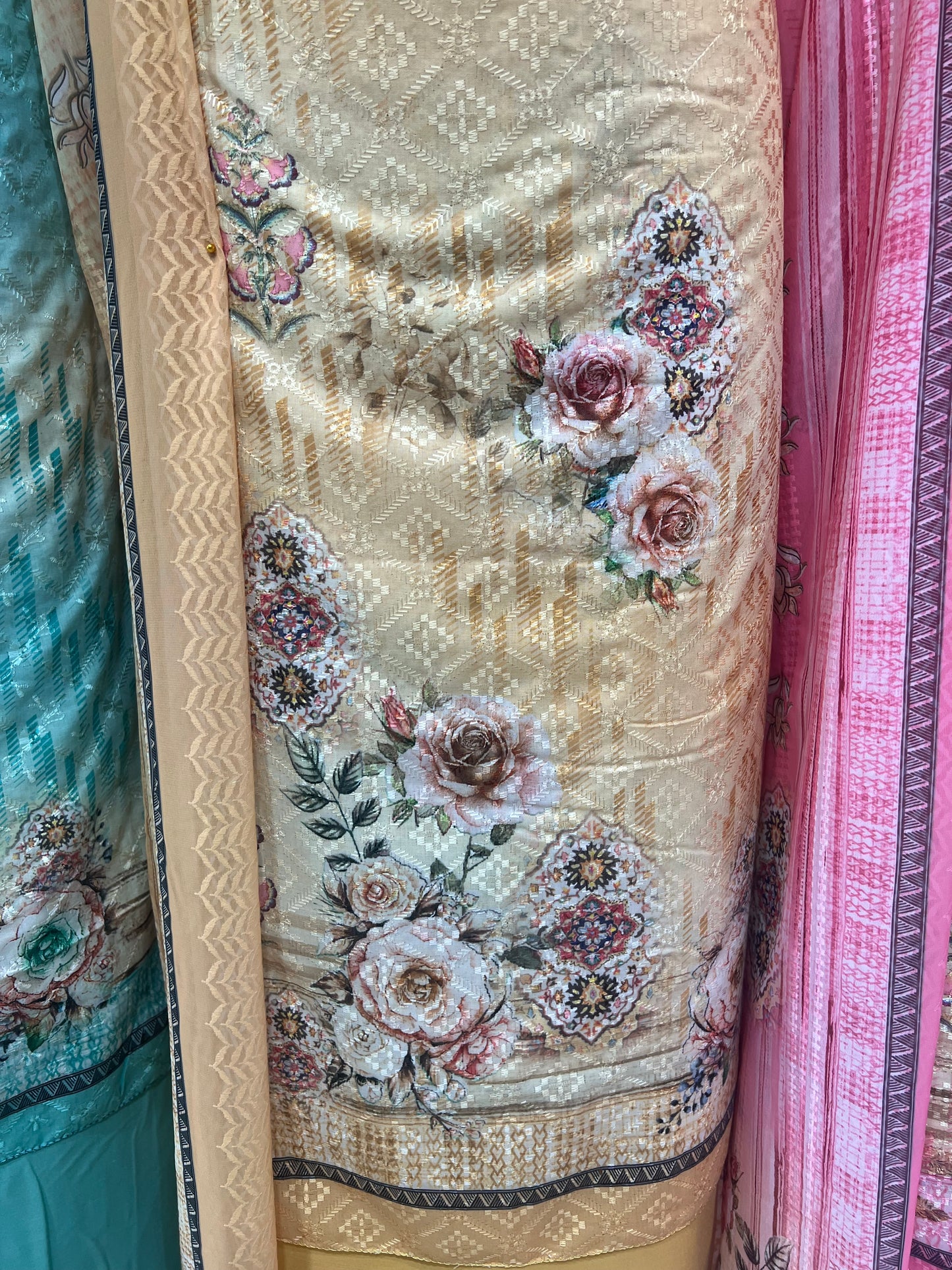 Digital Print Embroidered Cotton