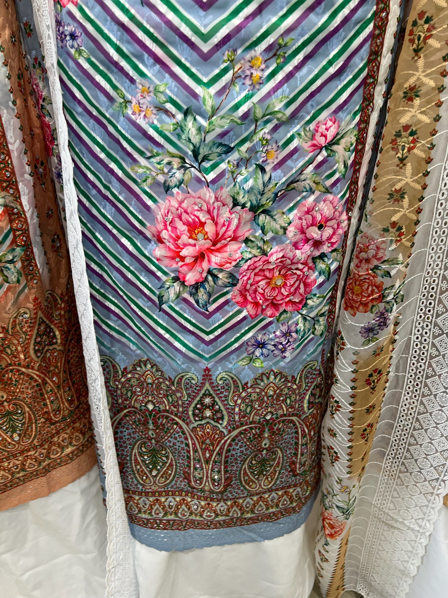 Chevron & Floral Georgette