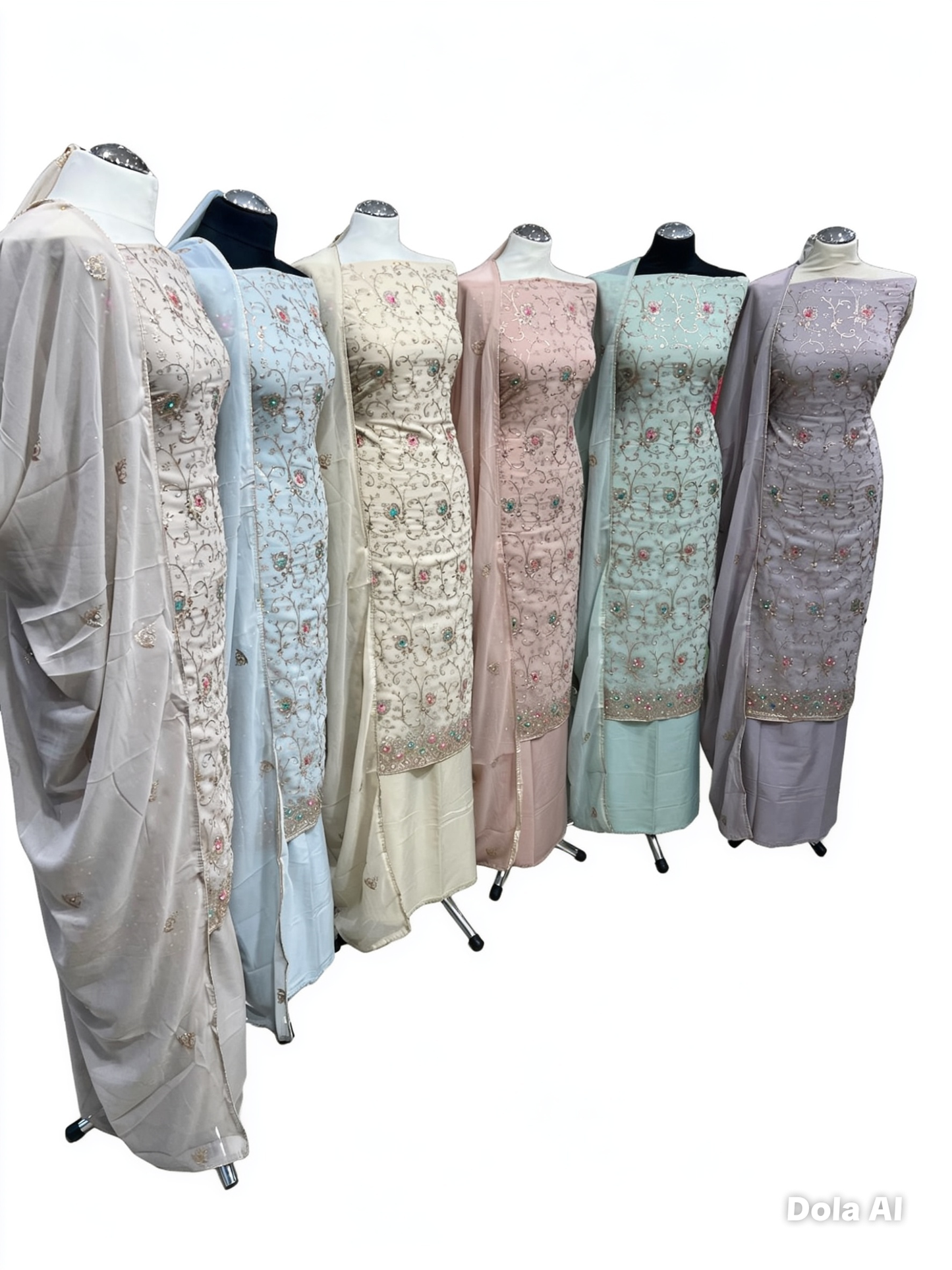 Georgette Suits with Thread Embroidery & Embellishments