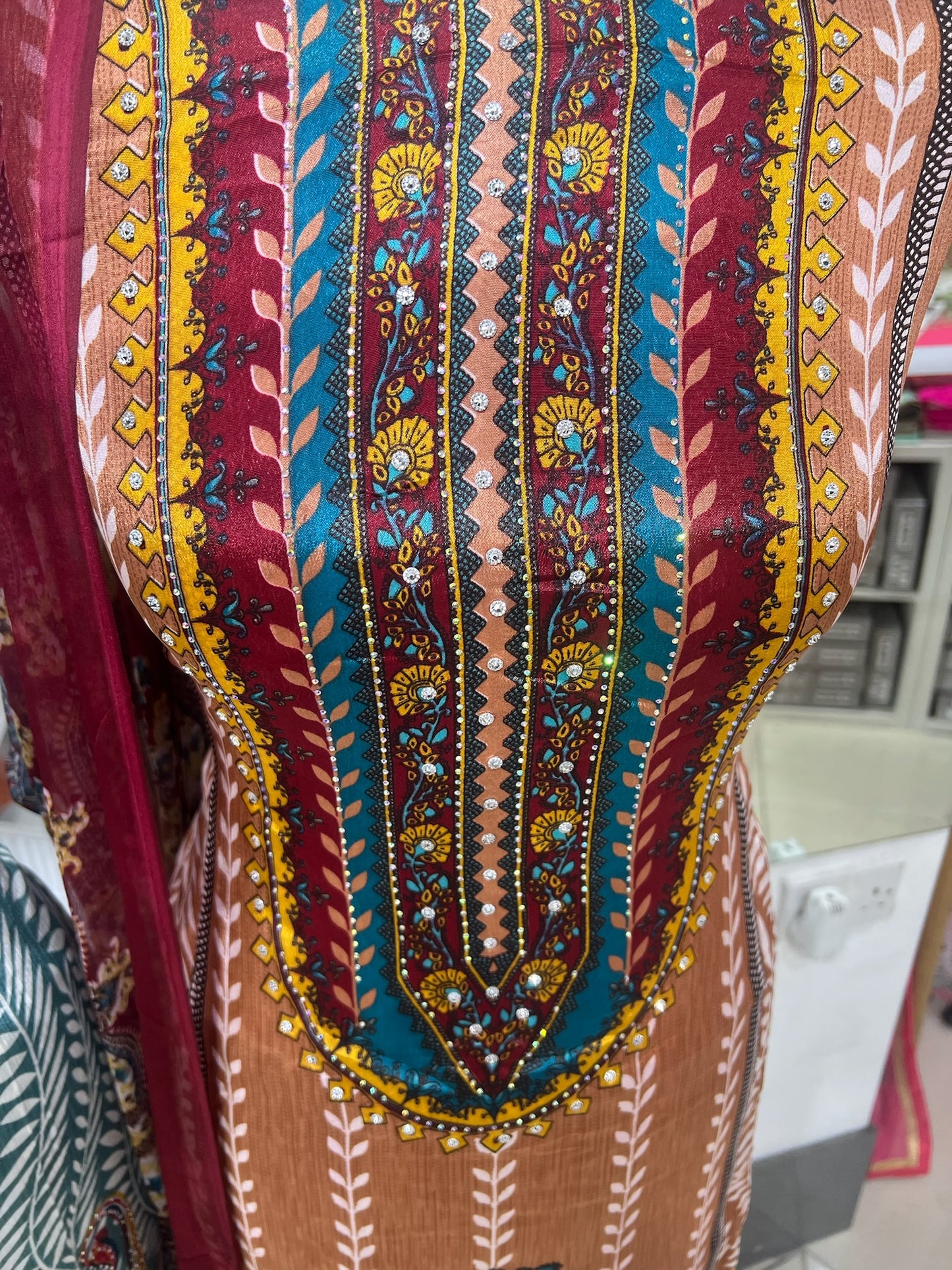 Embellished Digital Print Crepe