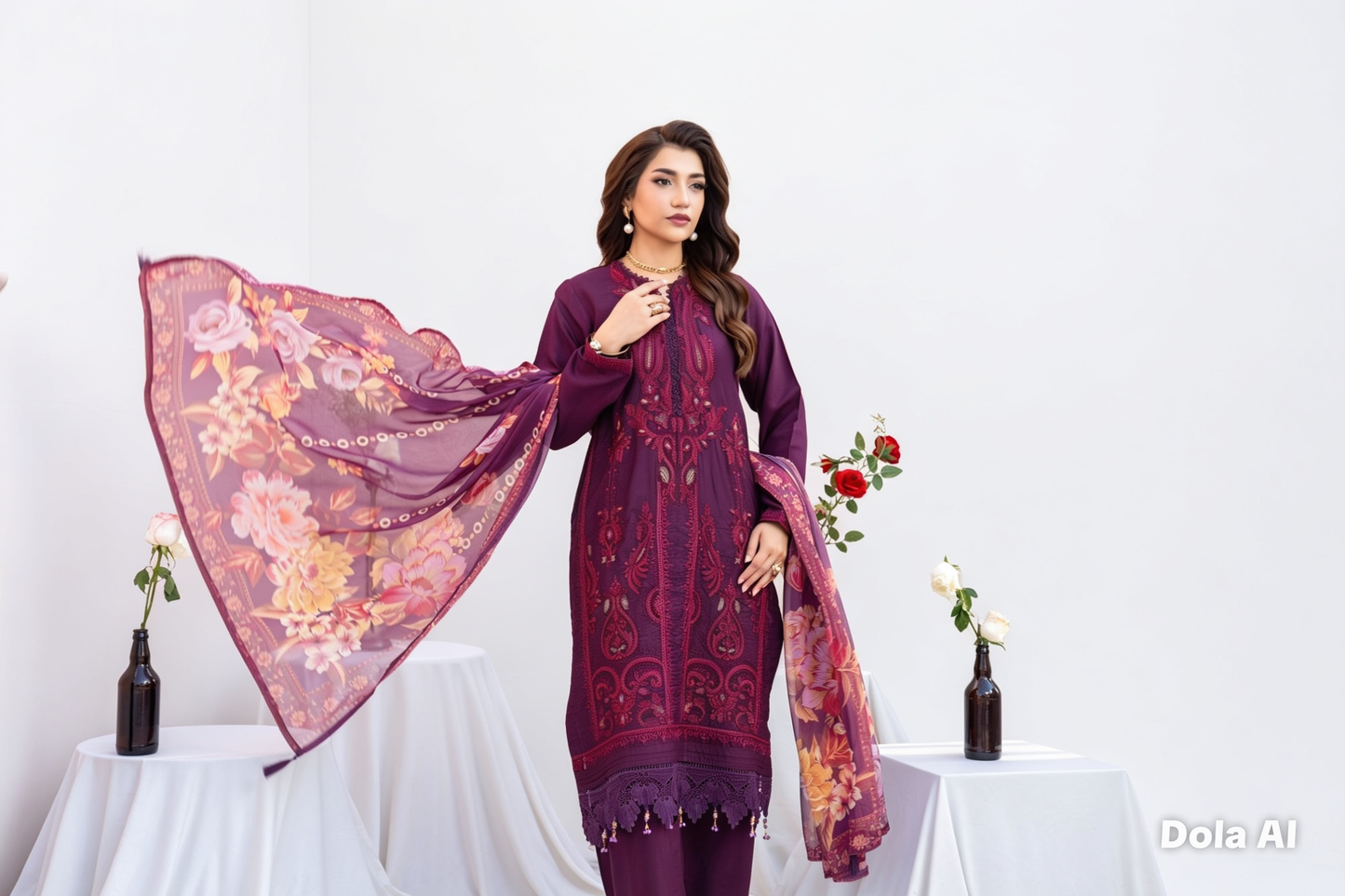 Maria B Inspired Thread Embroidered Luxury Viscose Suit Readymade