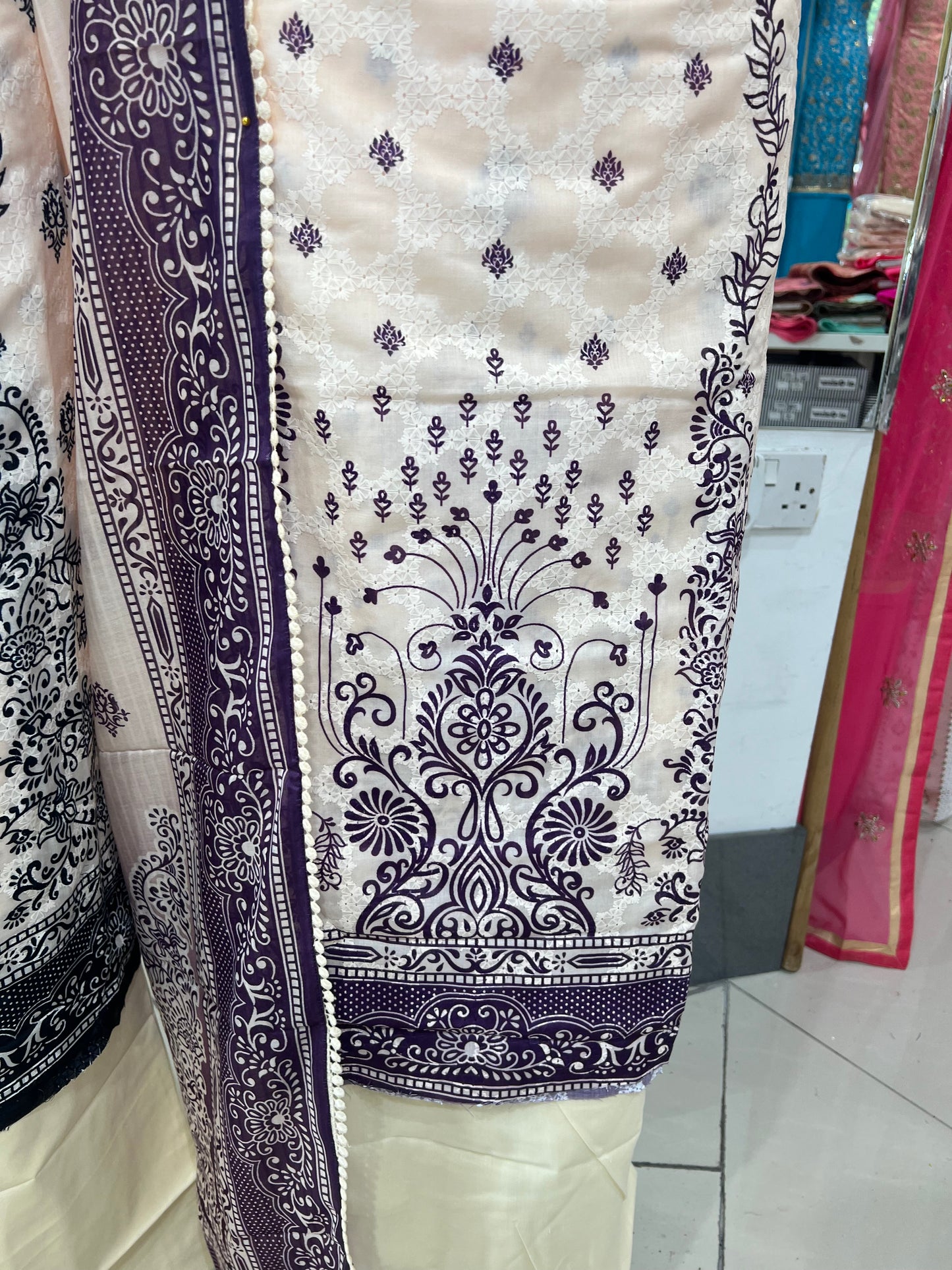 Digital Print Embroidered Cotton