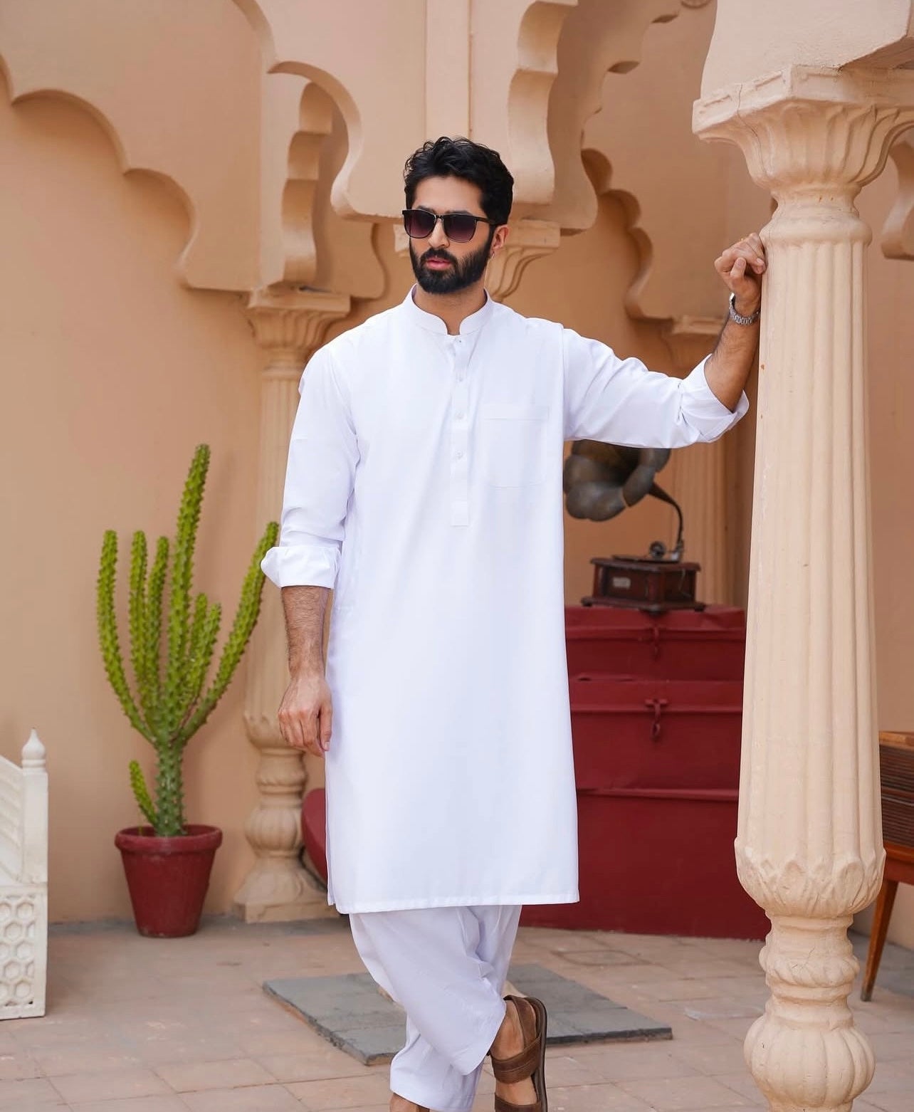Al-Qaisar Men’s Plain Shalwar kameez WHITE