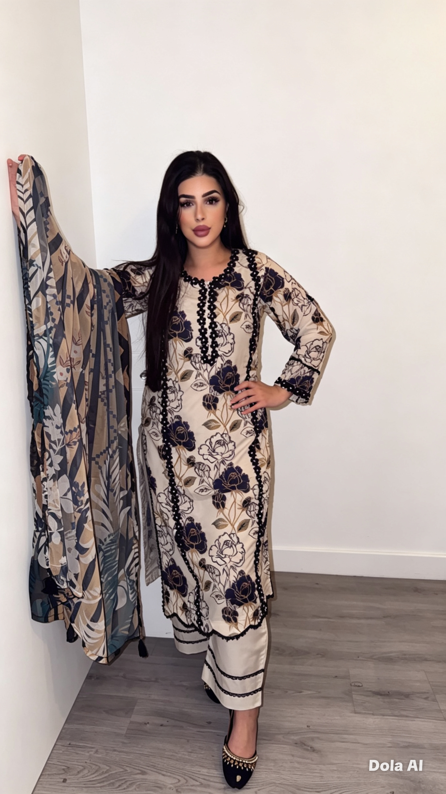 Digital Print Lawn with Embroidery Readymade Suit