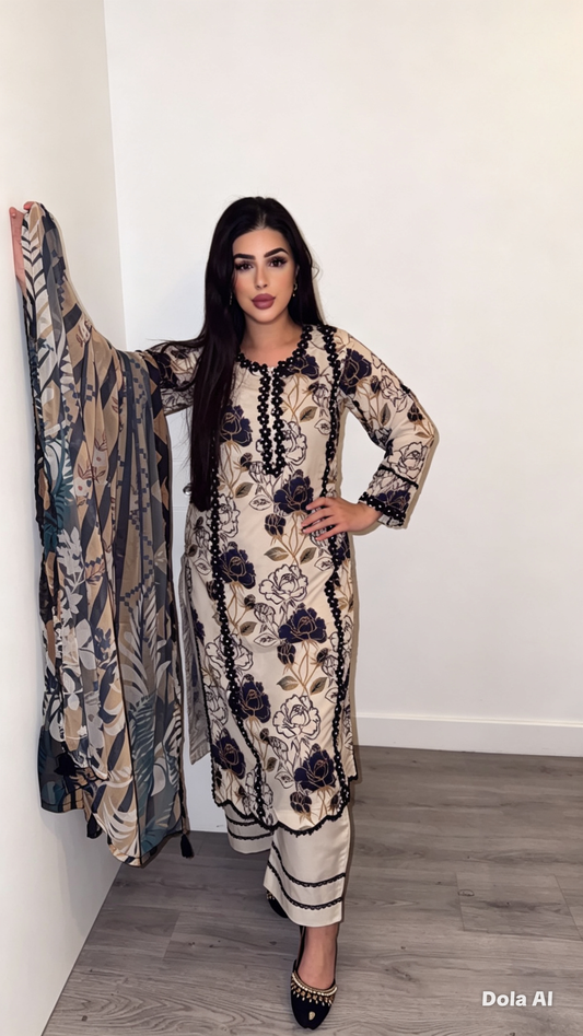 Digital Print Lawn with Embroidery Suit