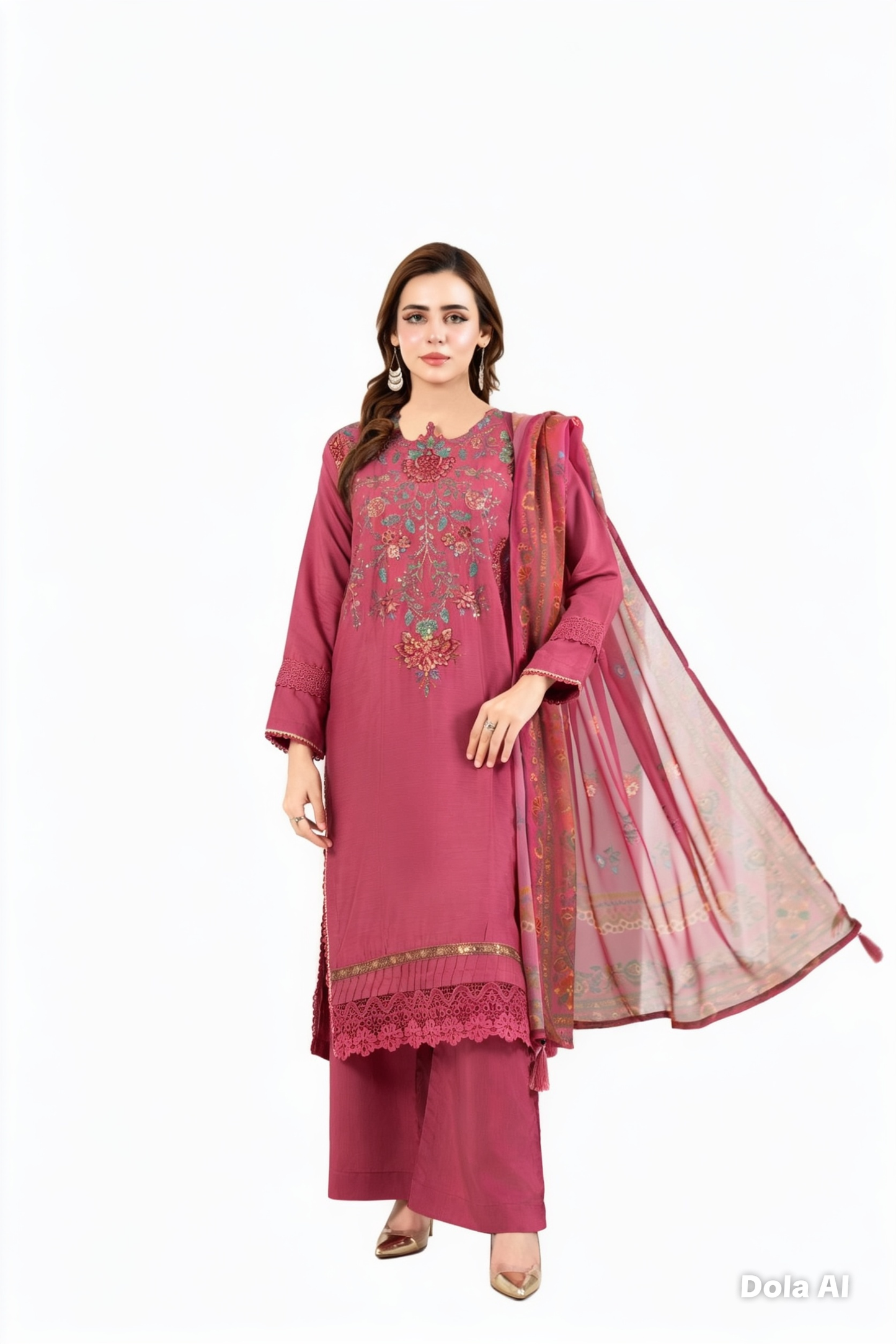 Maria B Inspired Thread‑Embroidered Luxury Viscose Suit