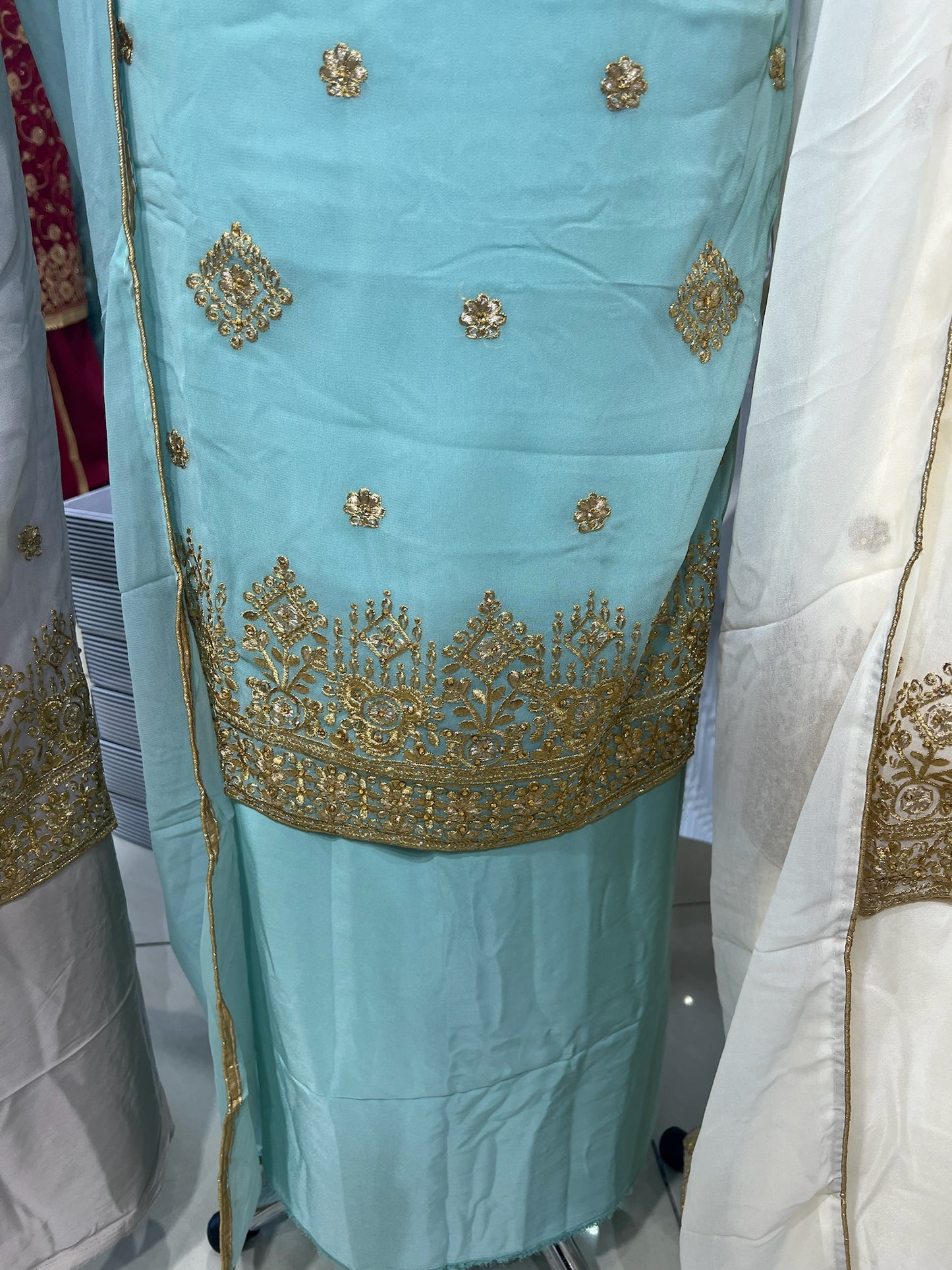 Embroidered Georgette Suits – Thread Embroidery with Embellishments