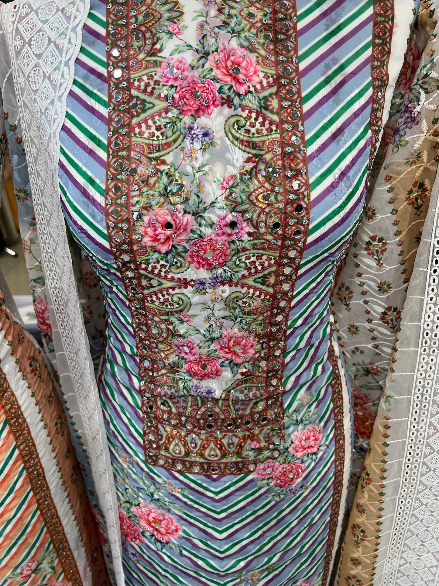 Chevron & Floral Georgette
