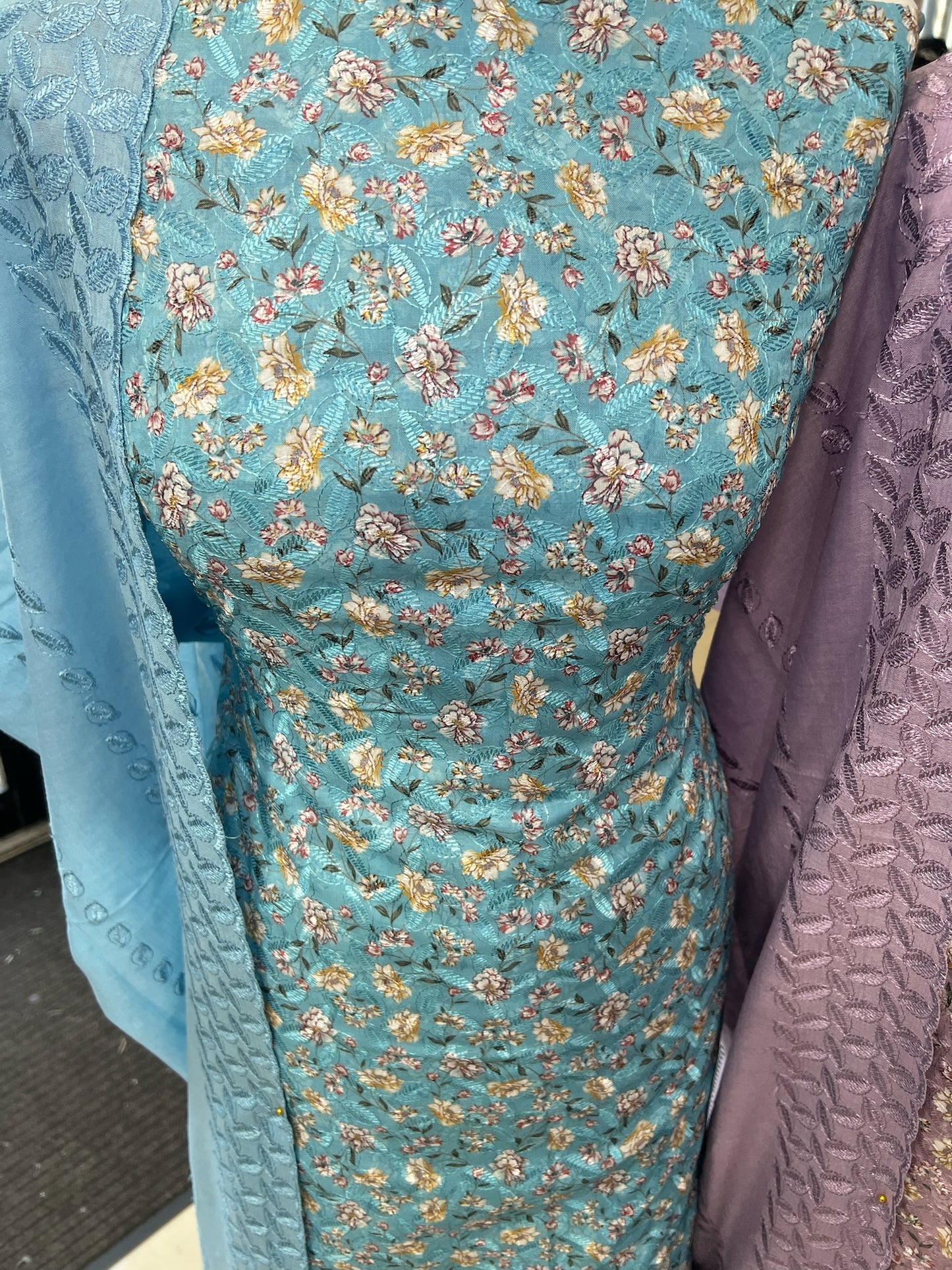 Digital Floral Print Chikankari Cotton Lawn