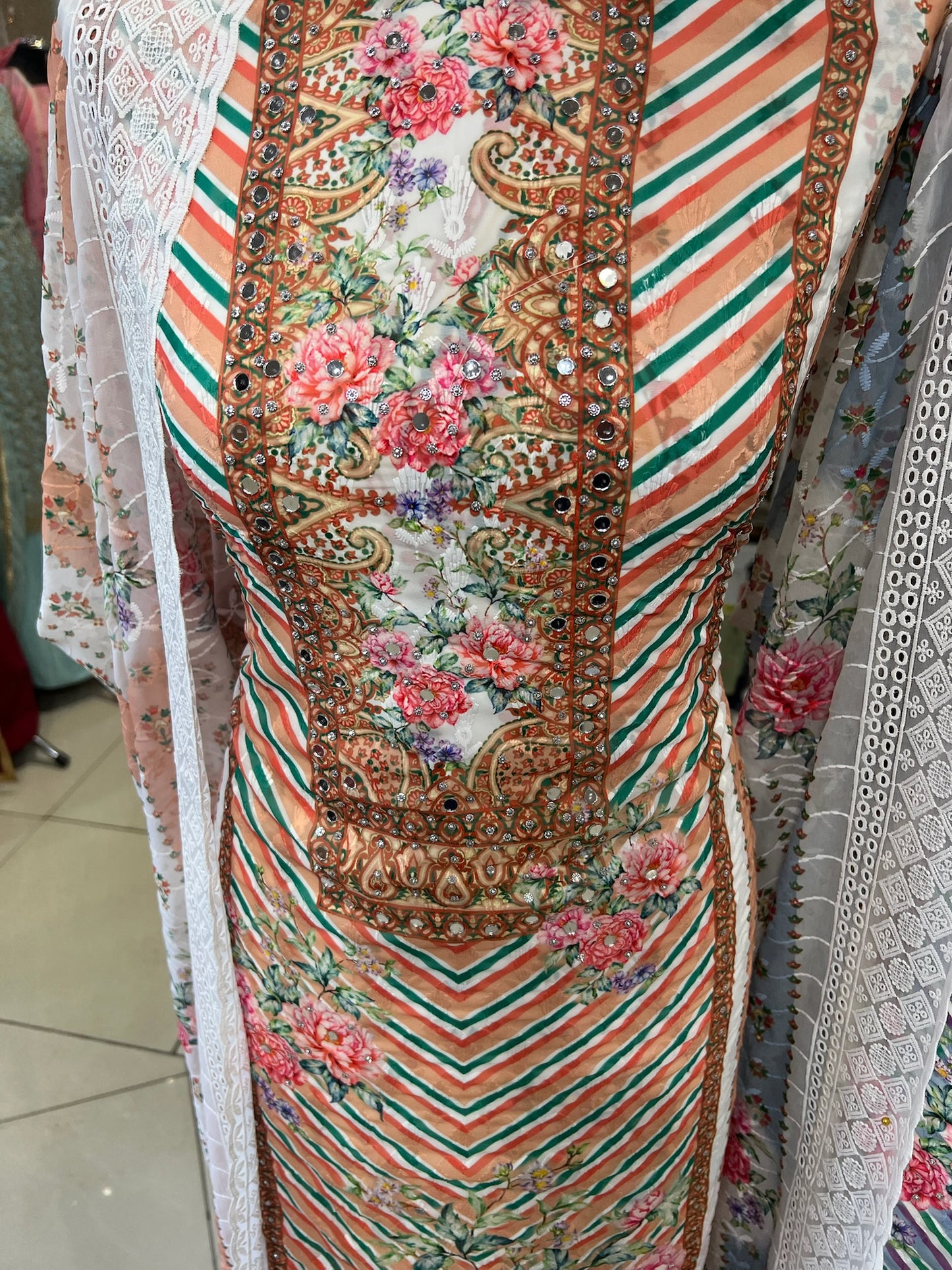 Chevron & Floral Georgette