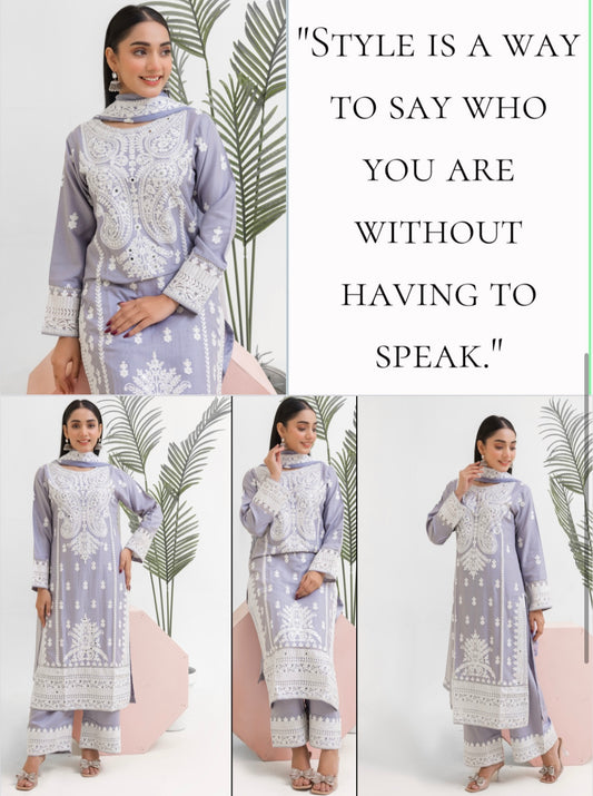 Luxurious Linen with Embroidered plazo
