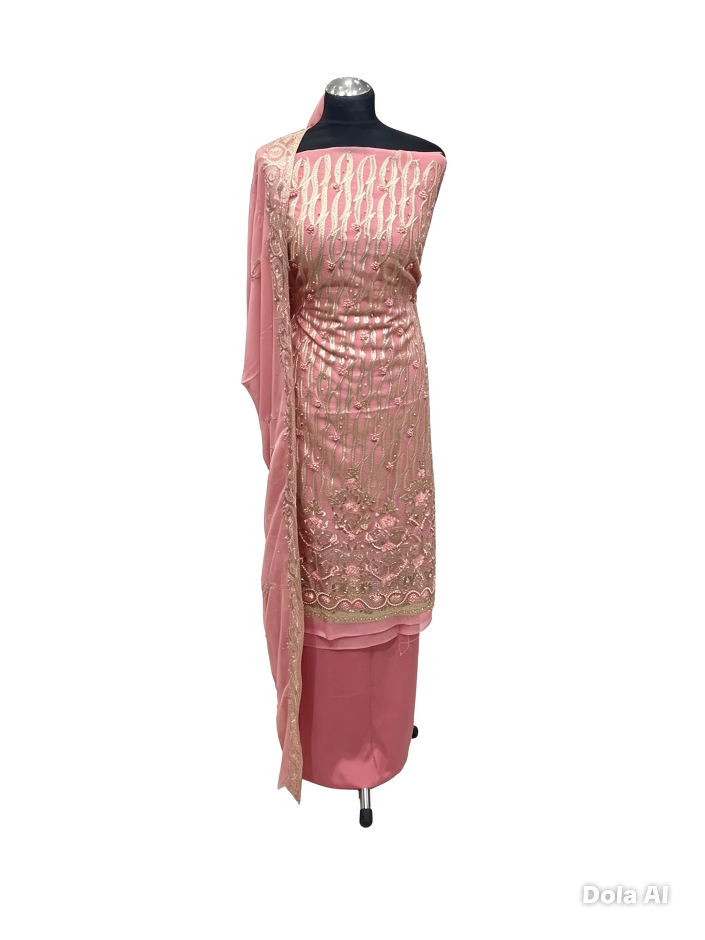 Embroidered & Embellished Chiffon Organza