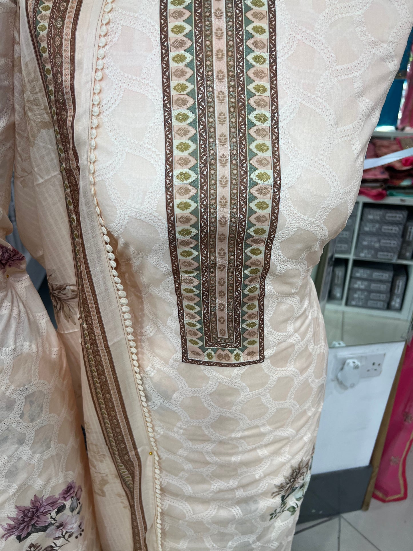 Digital Print Embroidered Cotton