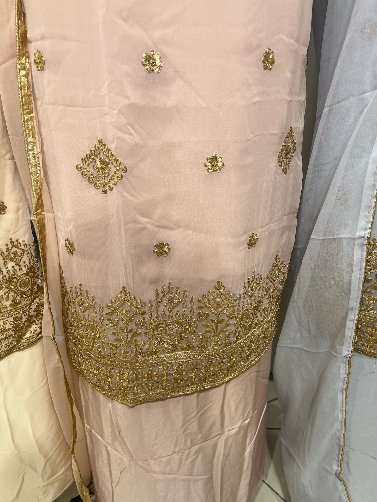 Embroidered Georgette Suits – Thread Embroidery with Embellishments