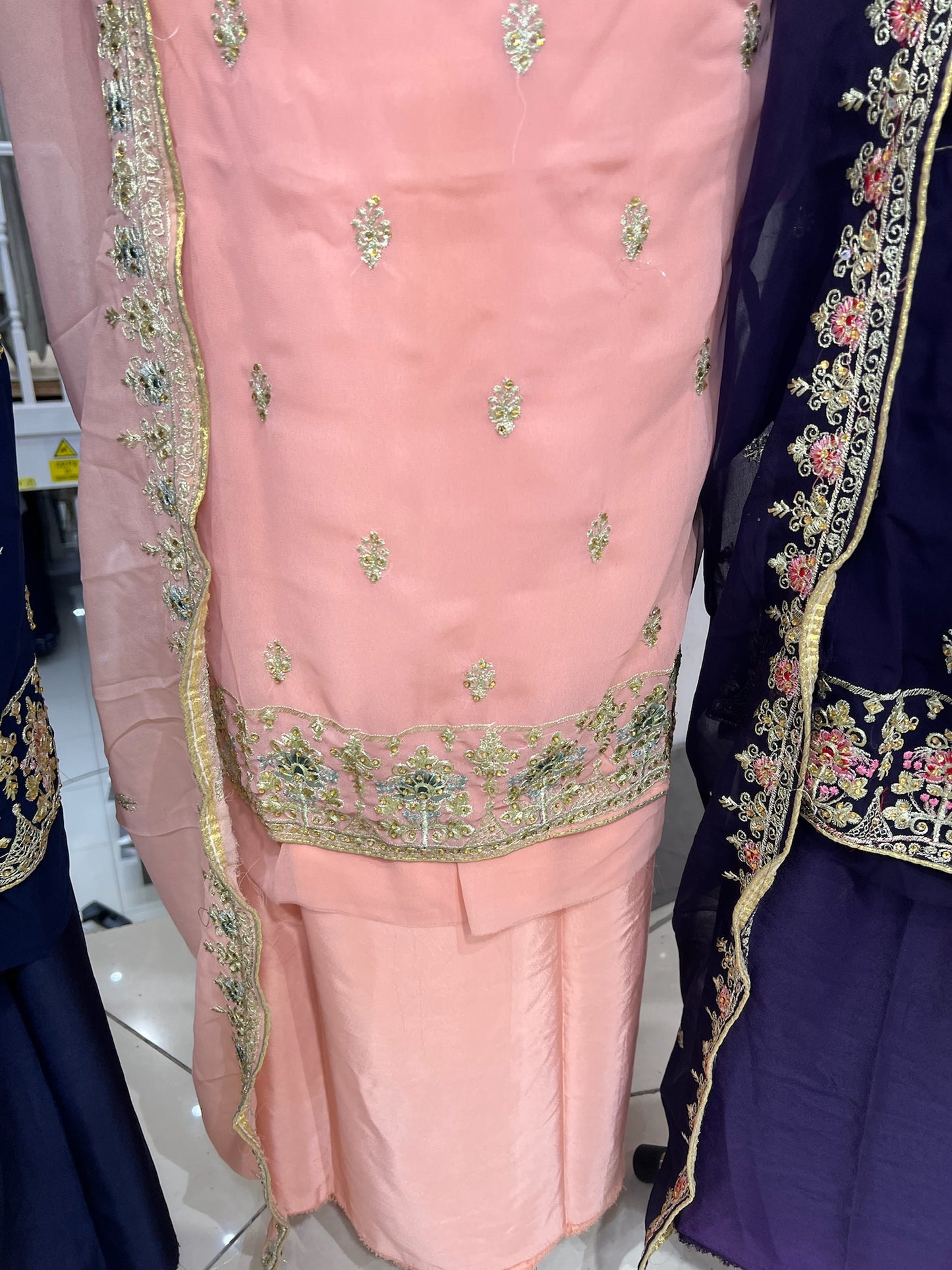 Georgette Neckline Embroidered