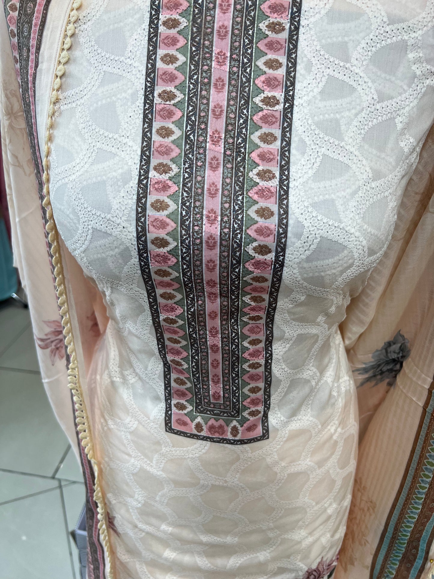 Digital Print Embroidered Cotton