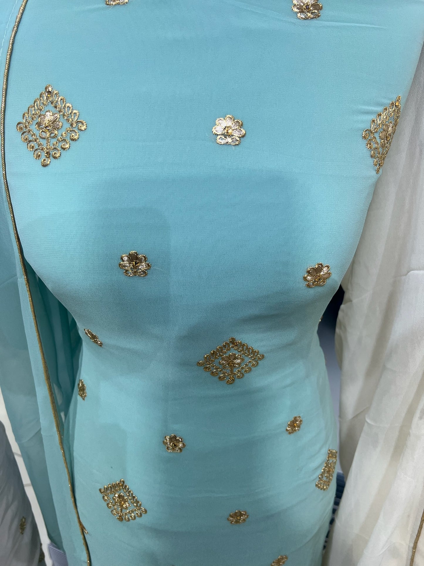 Embroidered Georgette Suits – Thread Embroidery with Embellishments
