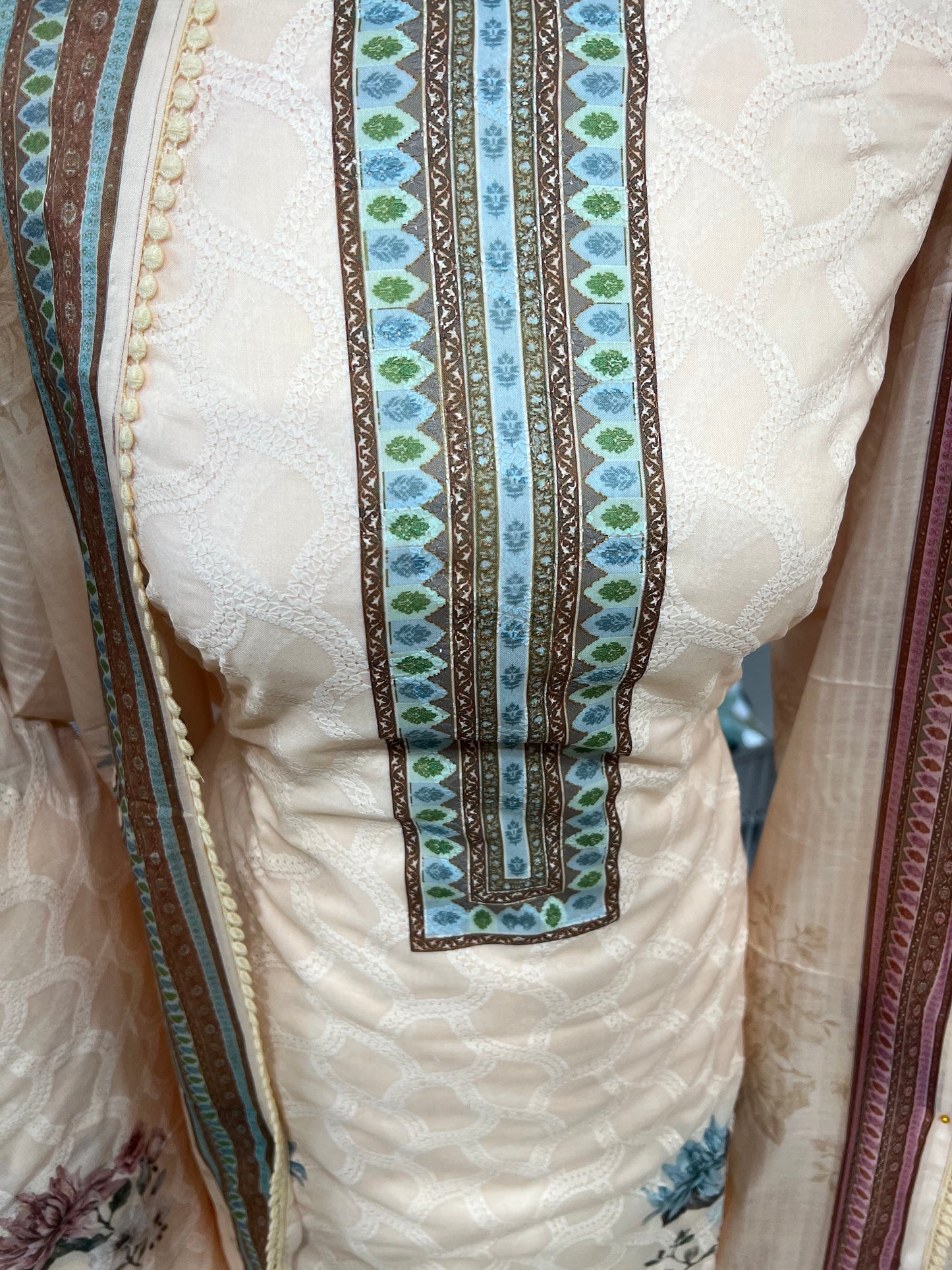 Digital Print Embroidered Cotton