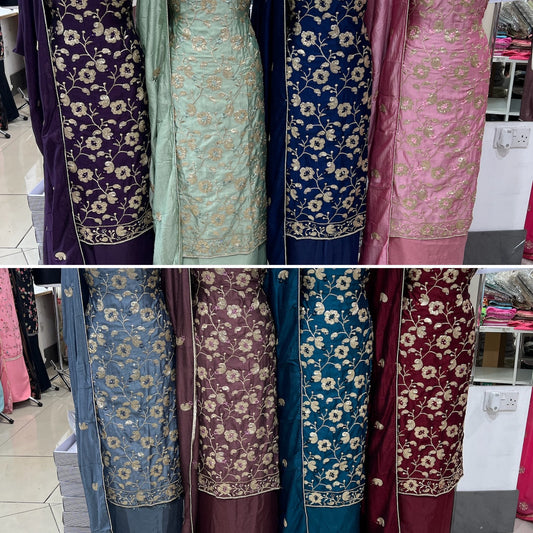 Embroidered Raw Silk