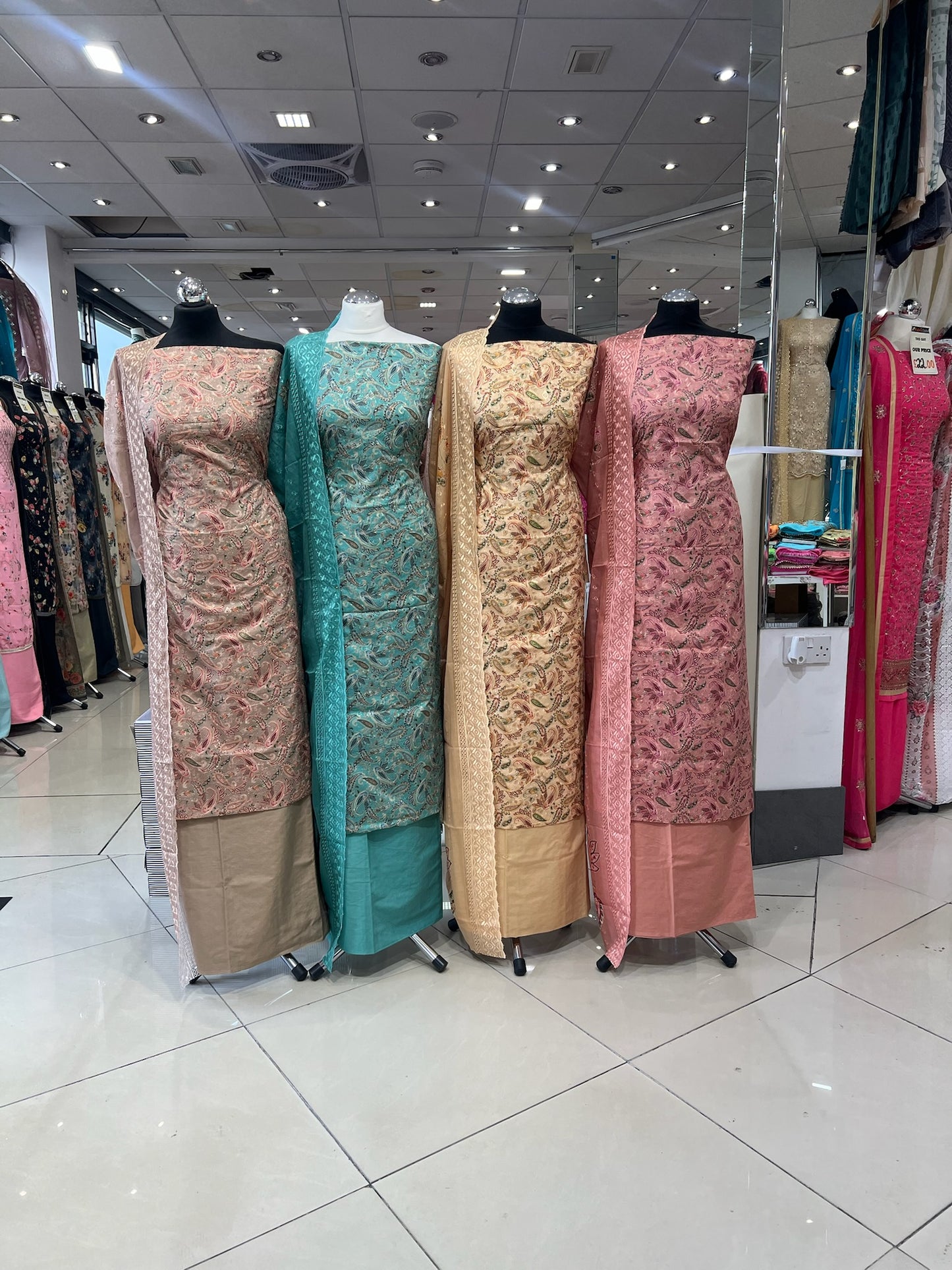Paisley Embroidered Chikankari Cotton Suit