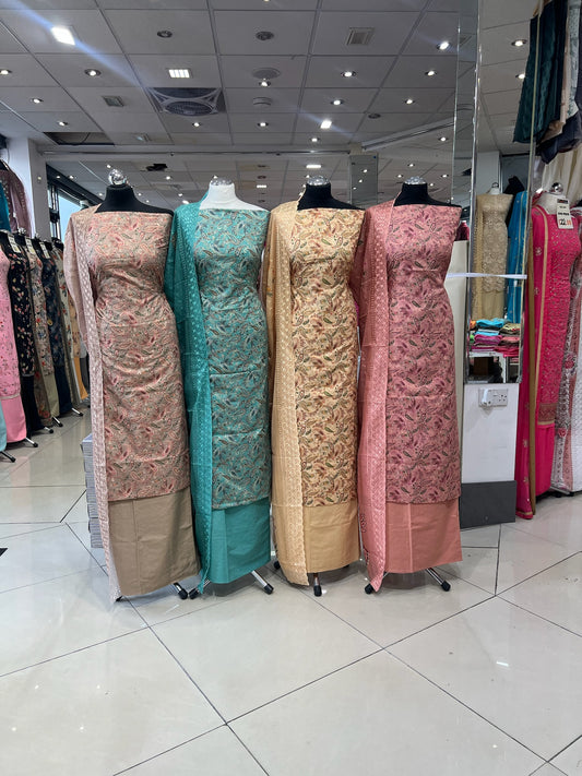 Paisley Embroidered Chikankari Cotton Suit