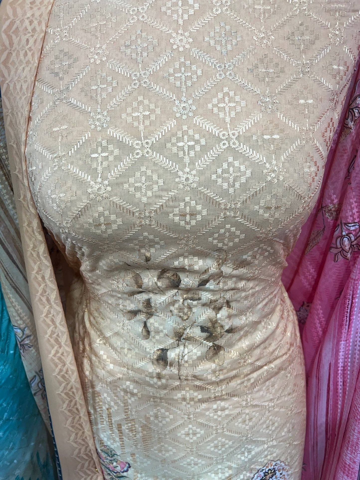 Digital Print Embroidered Cotton