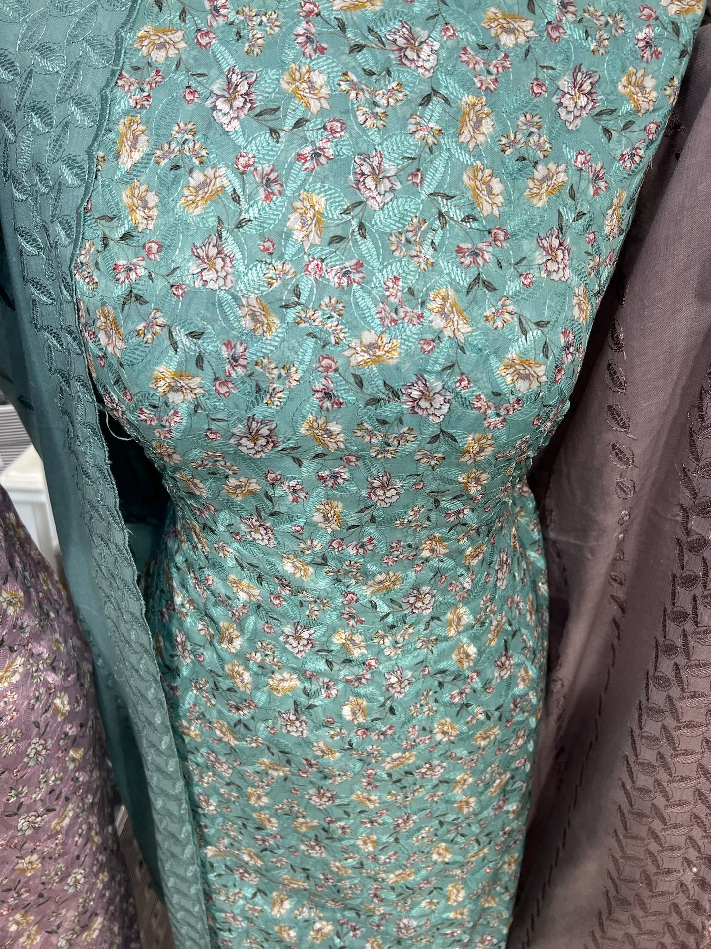 Digital Floral Print Chikankari Cotton Lawn