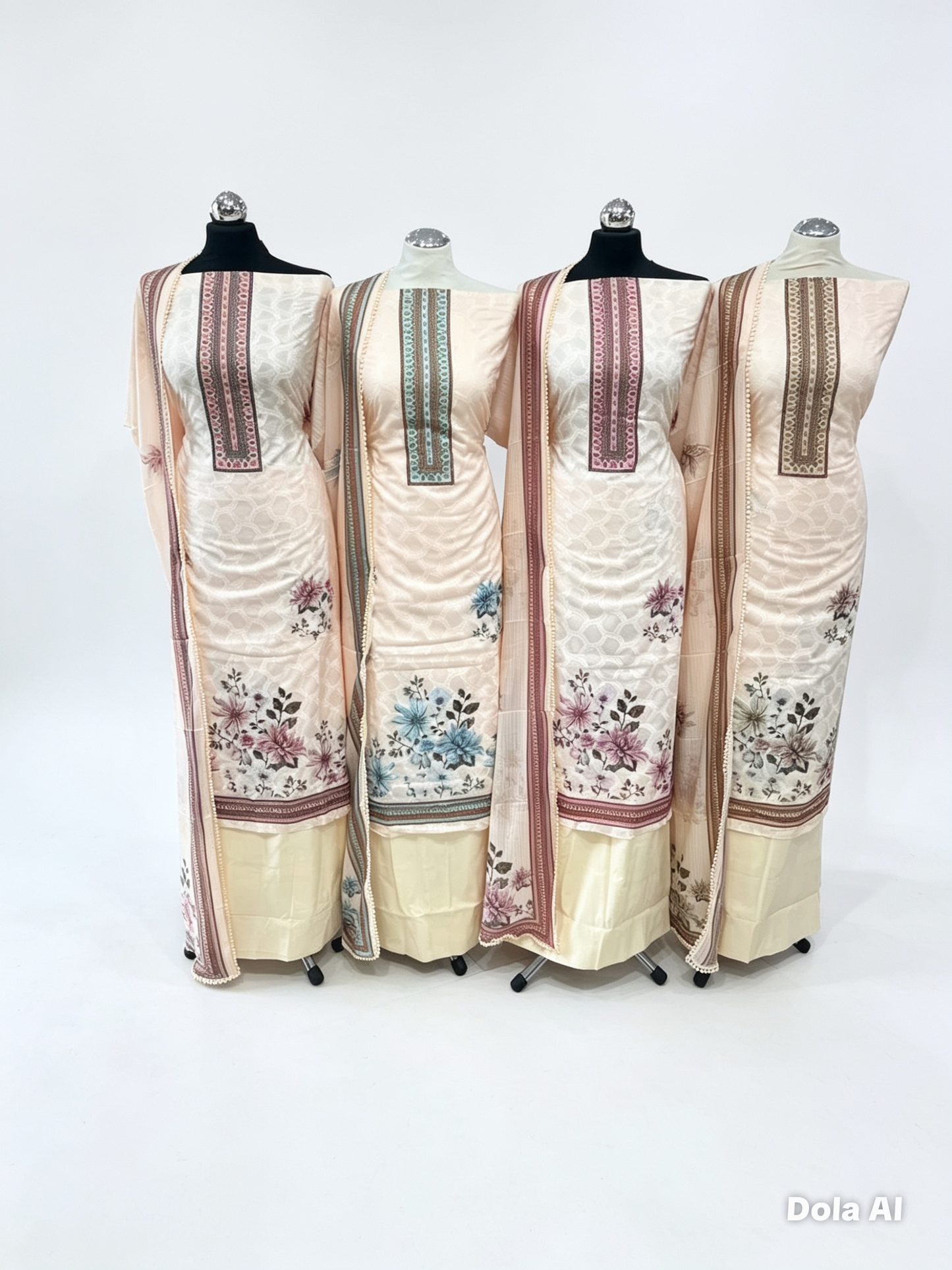 Digital Print Embroidered Cotton