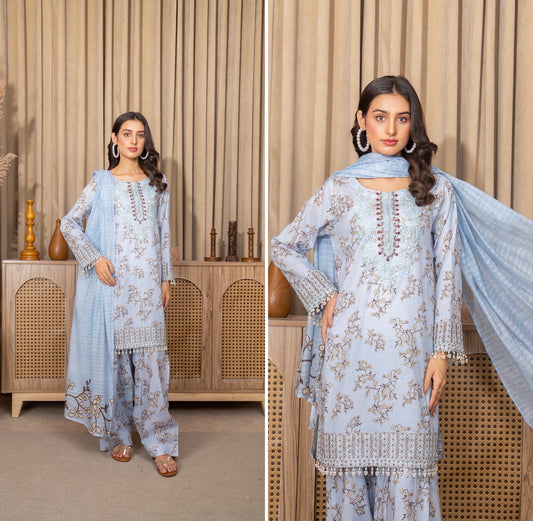 Iznik Inspired Summer/Spring Lawn- Sea Floral