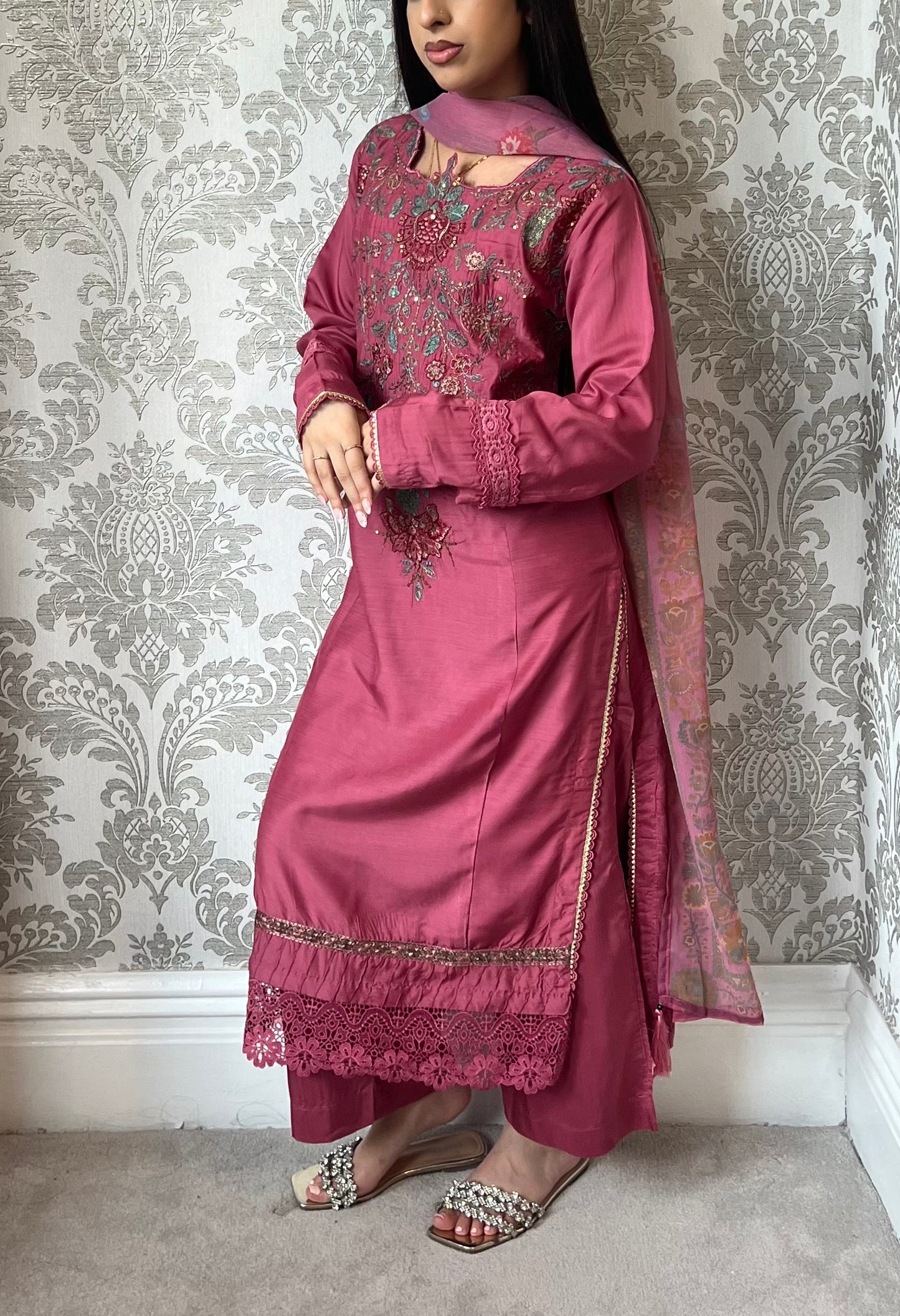 Maria B Inspired Thread‑Embroidered Luxury Viscose Suit
