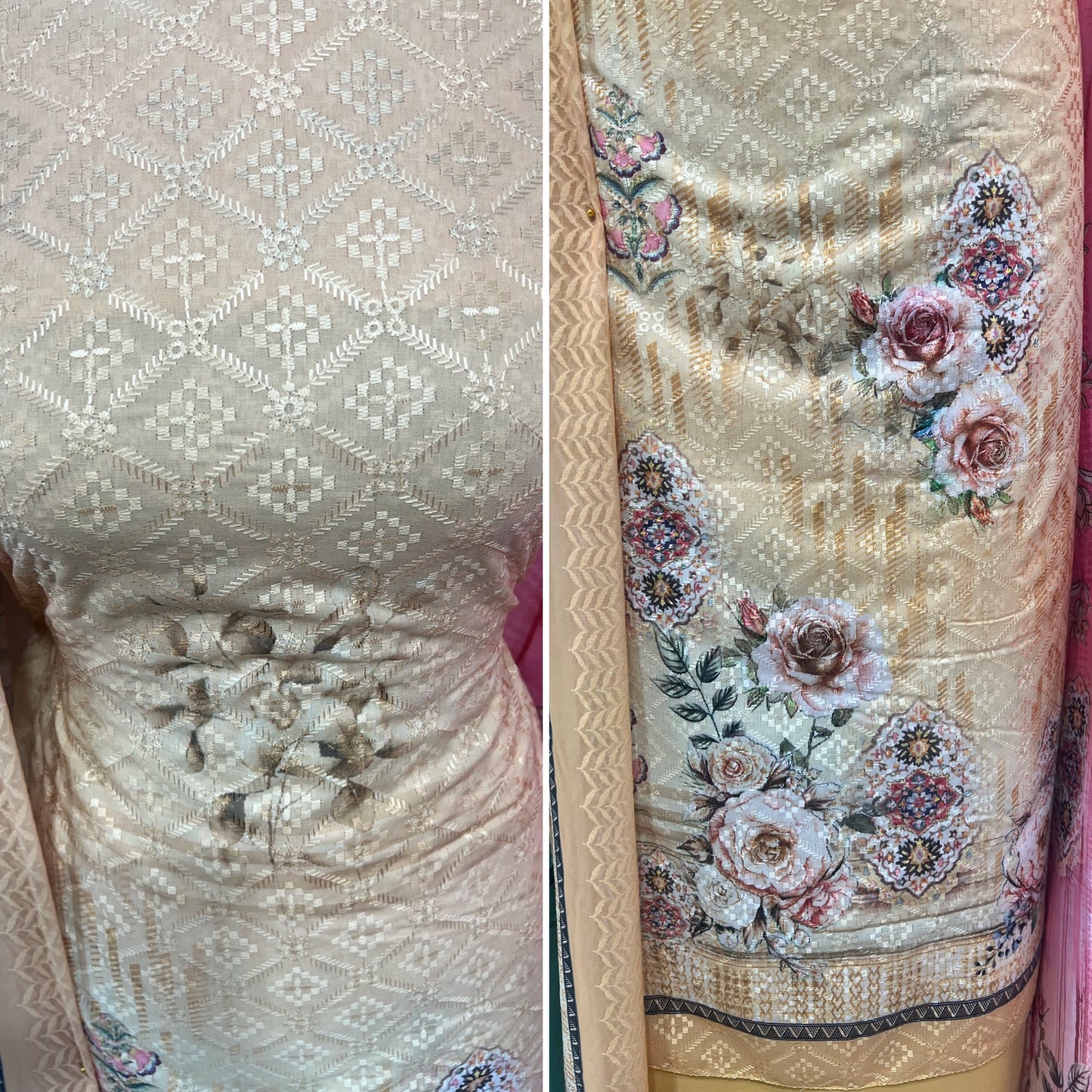 Digital Print Embroidered Cotton