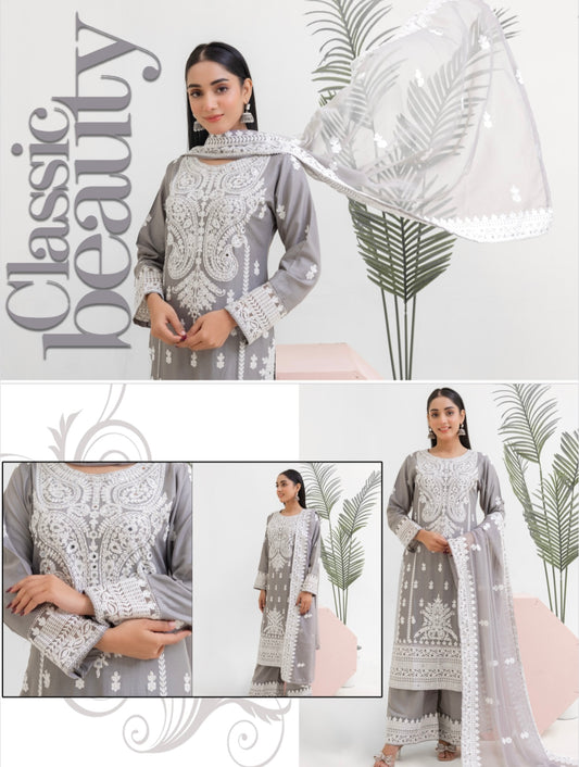 Luxurious Linen with Embroidered plazo
