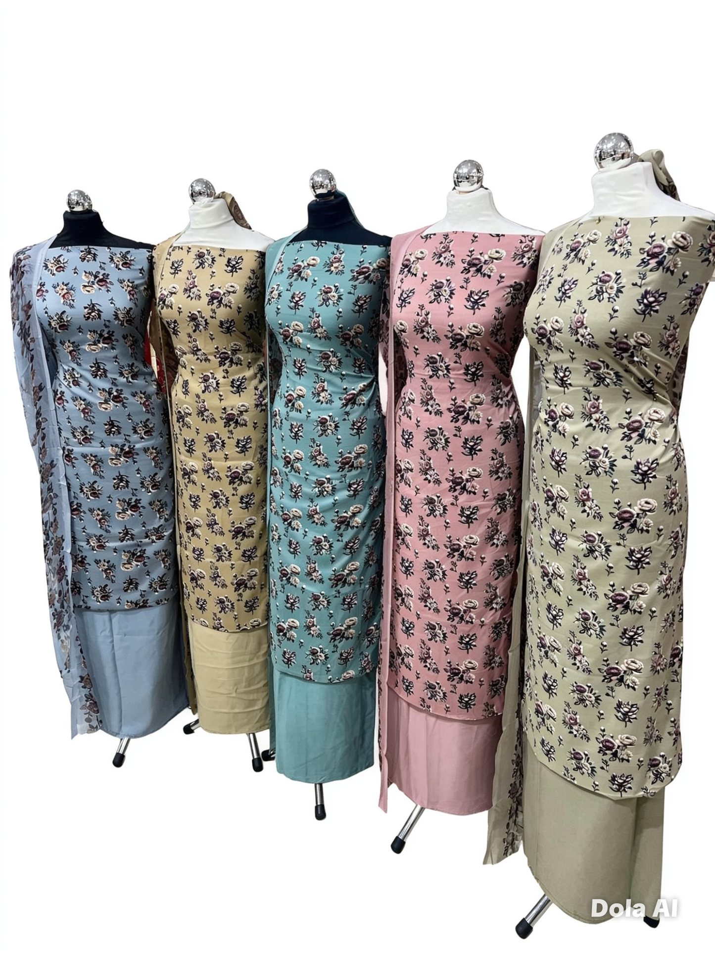 Digital Print Malai Crepe Suits – Floral Collection with Printed Chiffon Dupatta