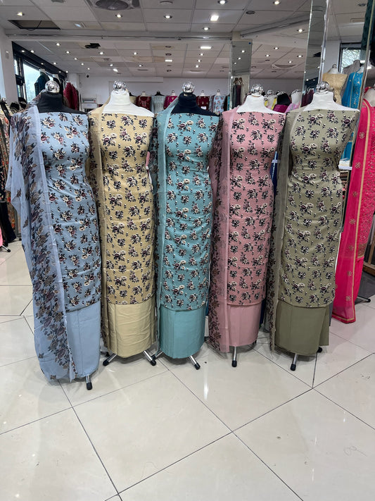digital print Malai Crepe floral print  chiffon dupatta