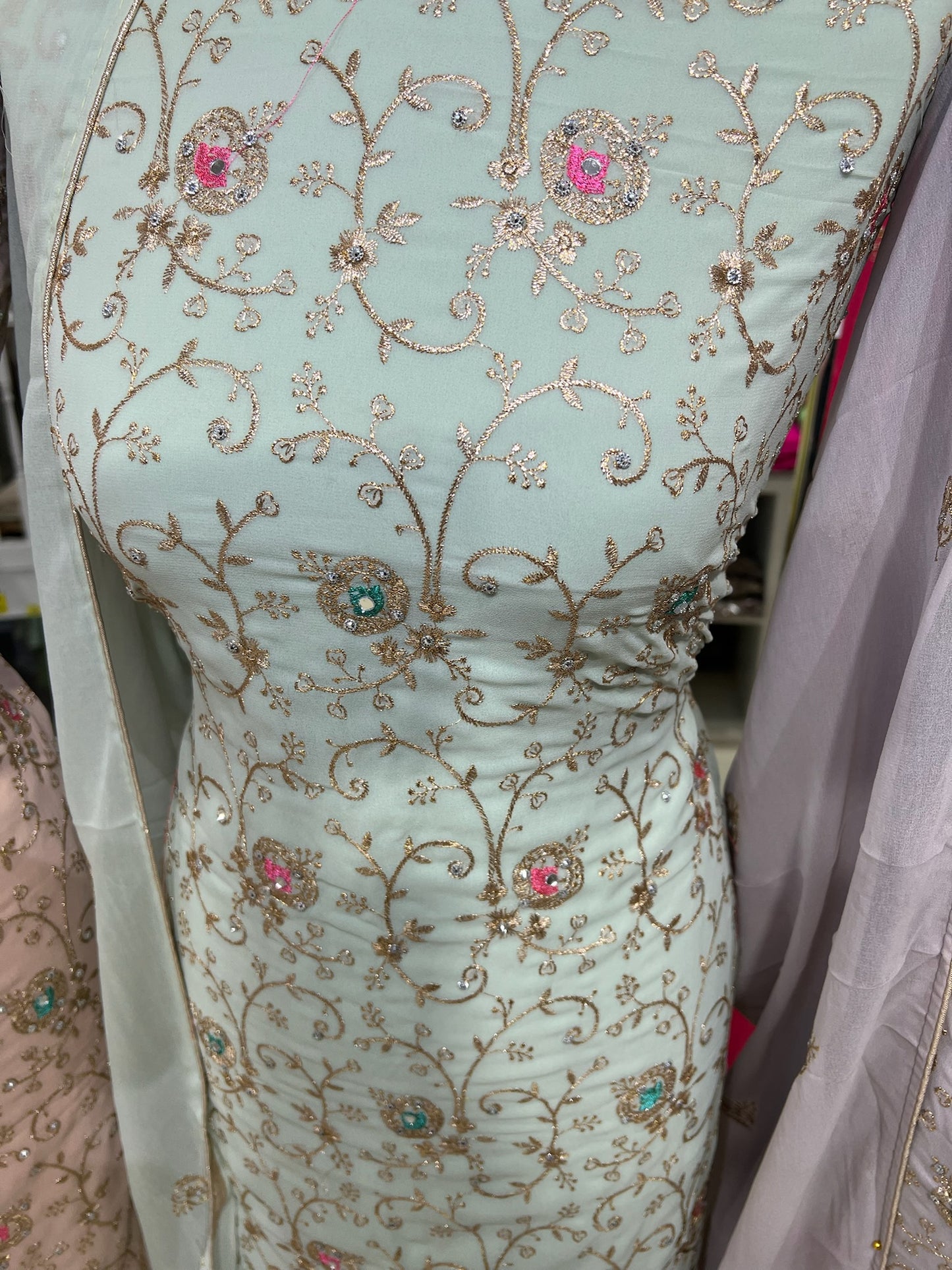 Georgette Suits with Thread Embroidery & Embellishments