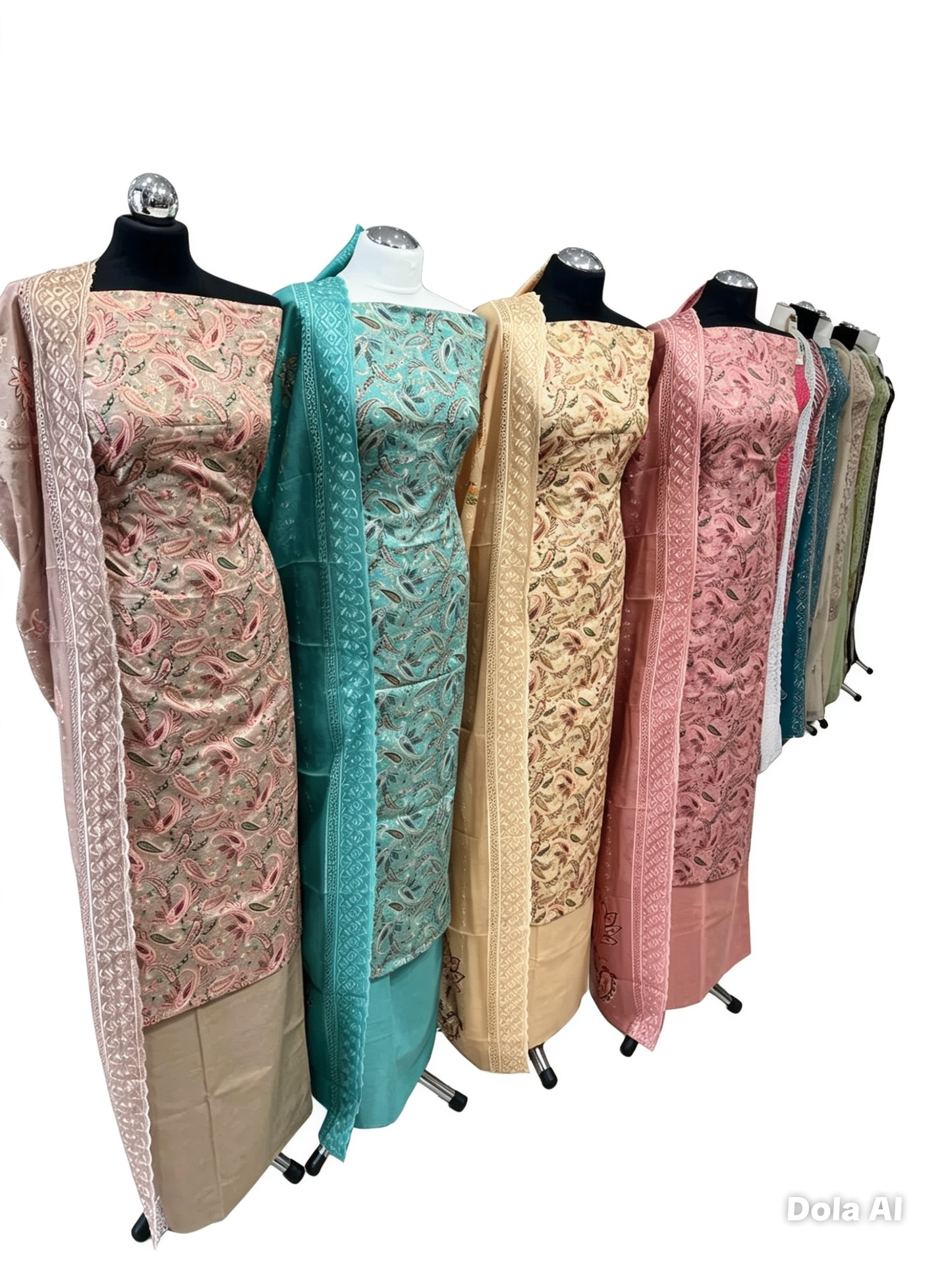 Paisley Embroidered Chikankari Cotton Suit