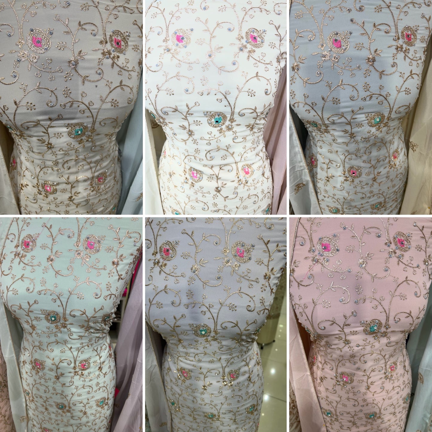 Georgette Suits with Thread Embroidery & Embellishments