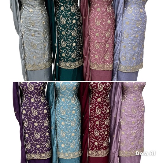 Embroidered Raw Silk