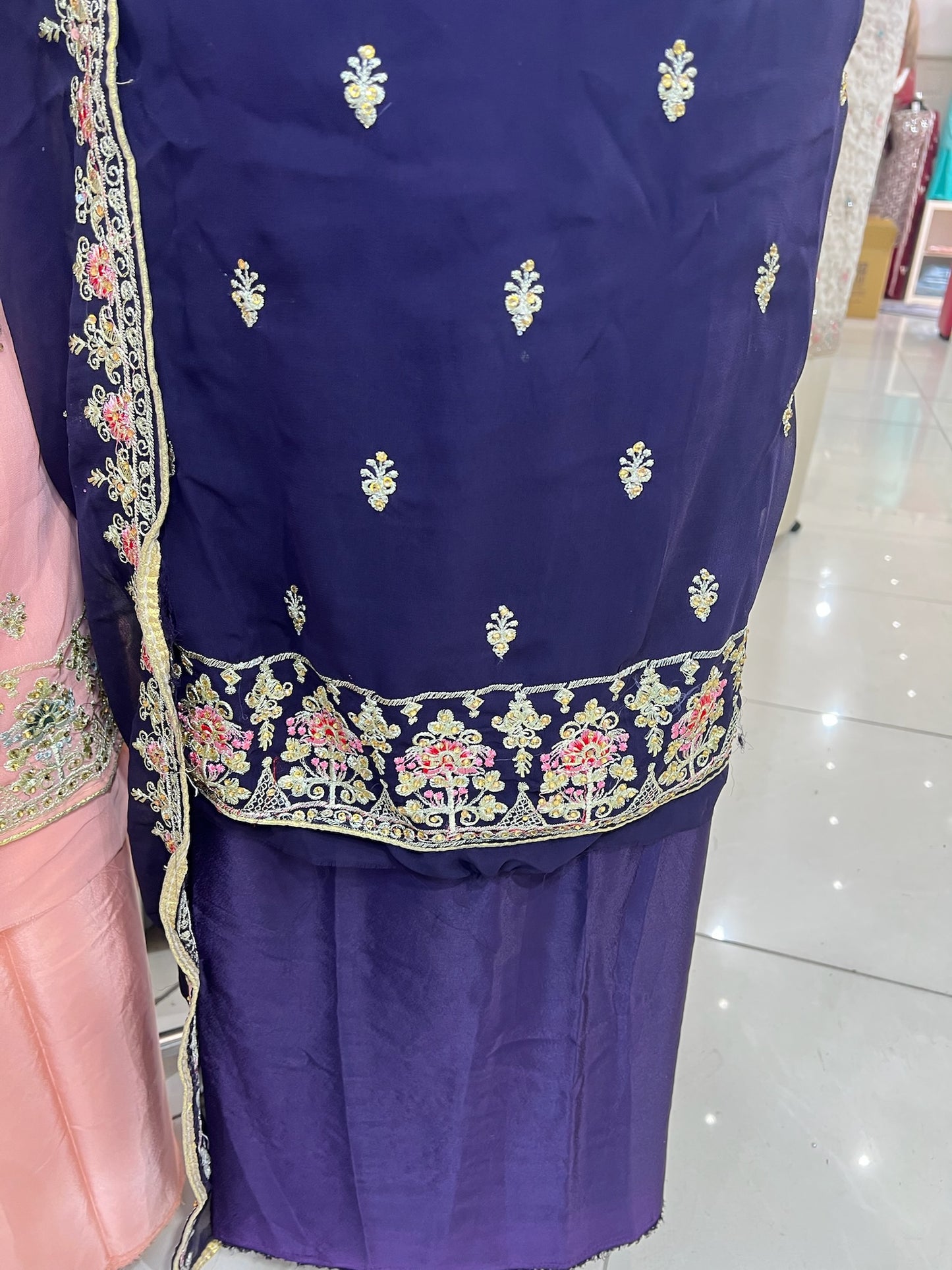 Georgette Neckline Embroidered
