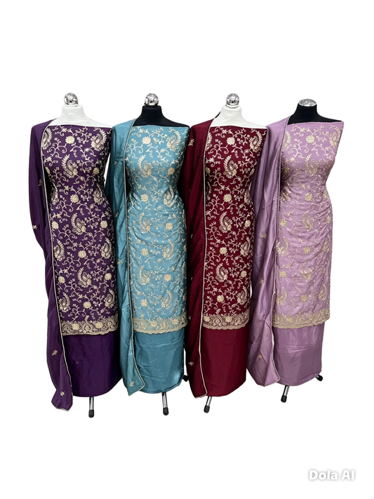 Embroidered Raw Silk