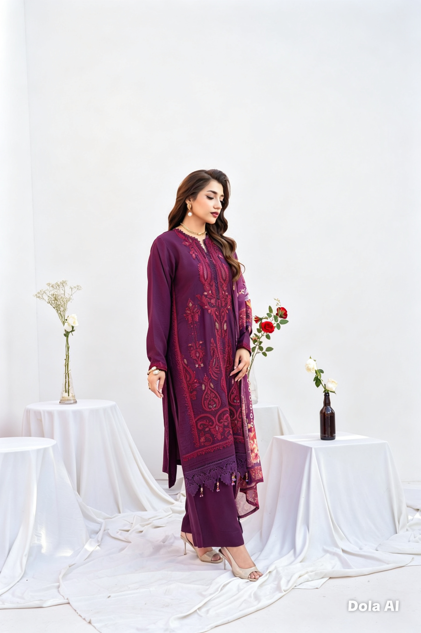 Maria B Inspired Thread Embroidered Luxury Viscose Suit Readymade
