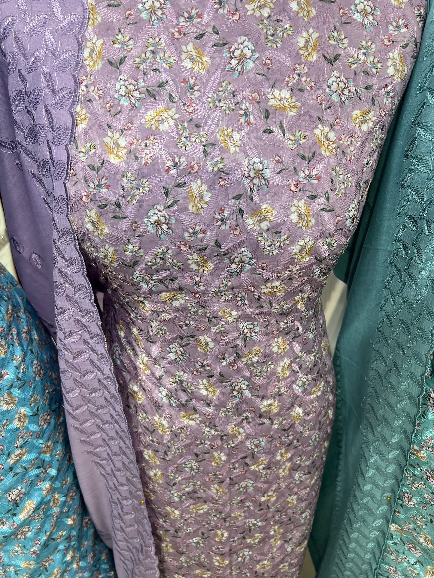 Digital Floral Print Chikankari Cotton Lawn