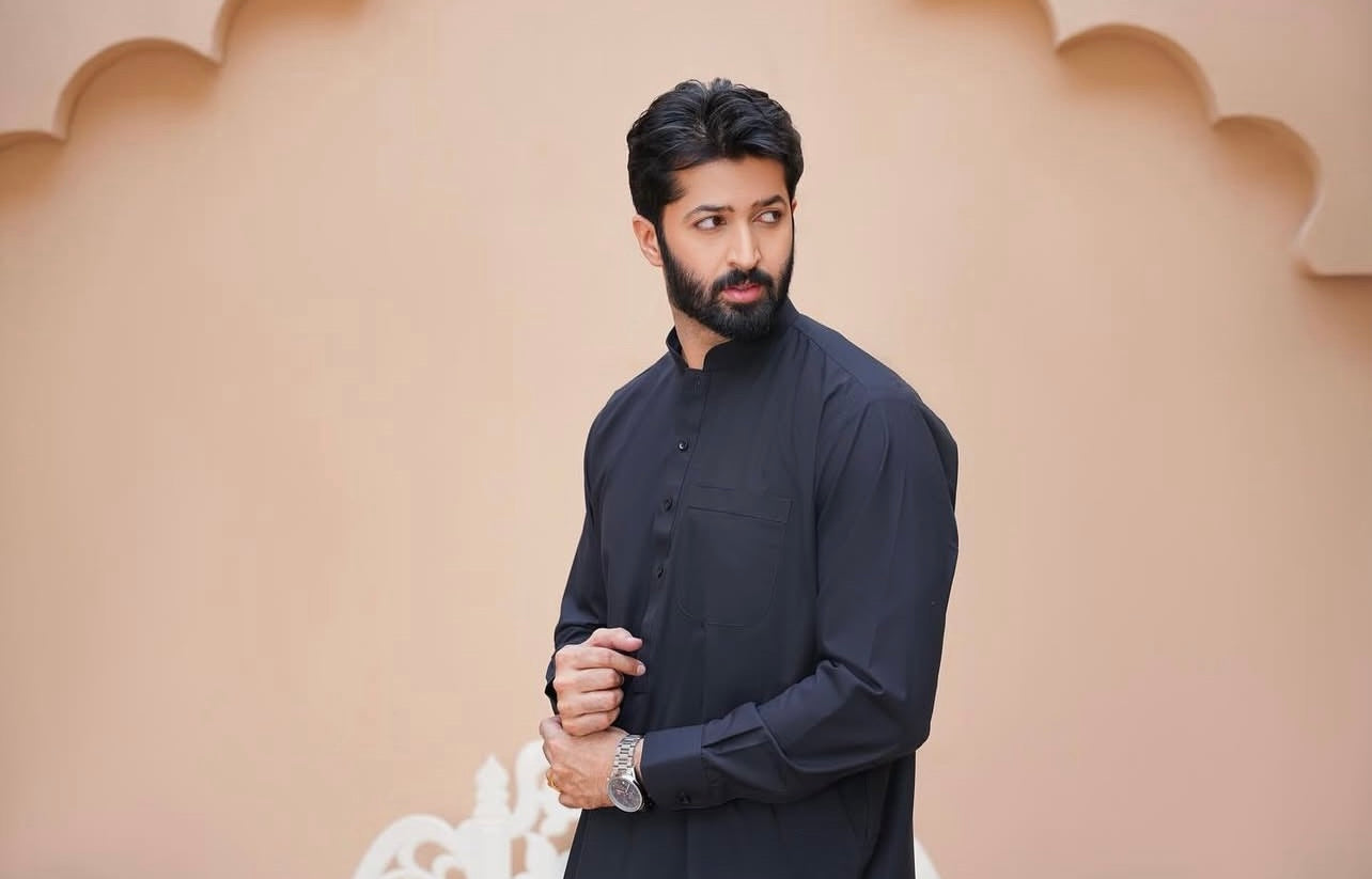 Al-Qaisar Men’s Plain Shalwar kameez BLACK
