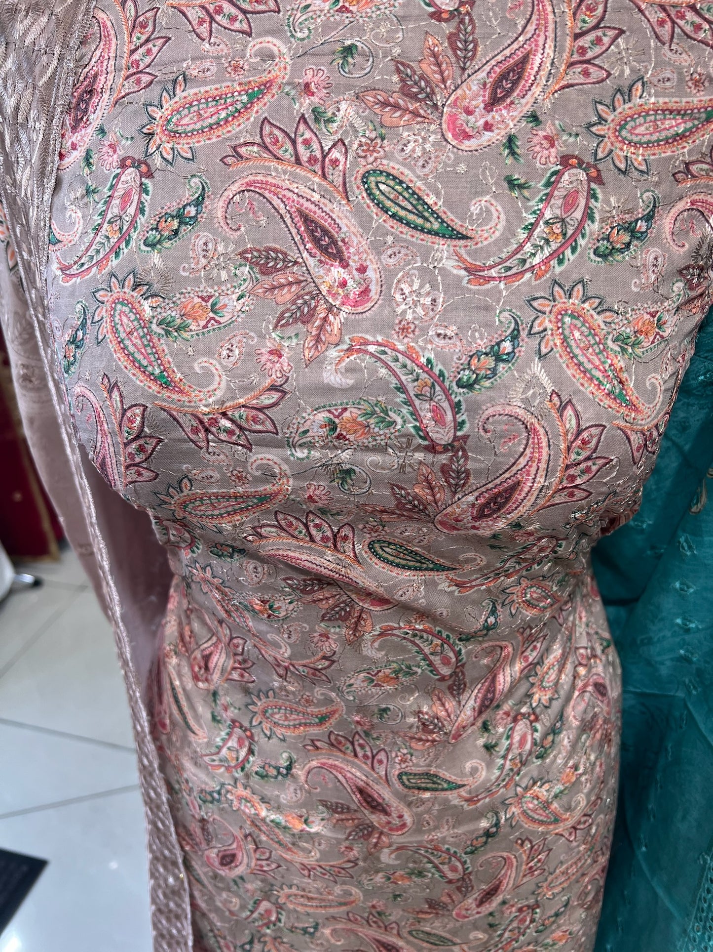 Paisley Embroidered Chikankari Cotton Suit