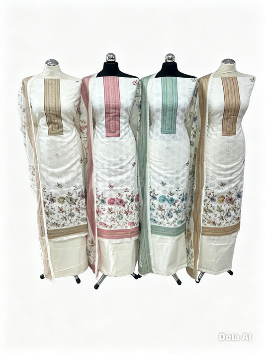 Digital Print & Embroidered Cotton