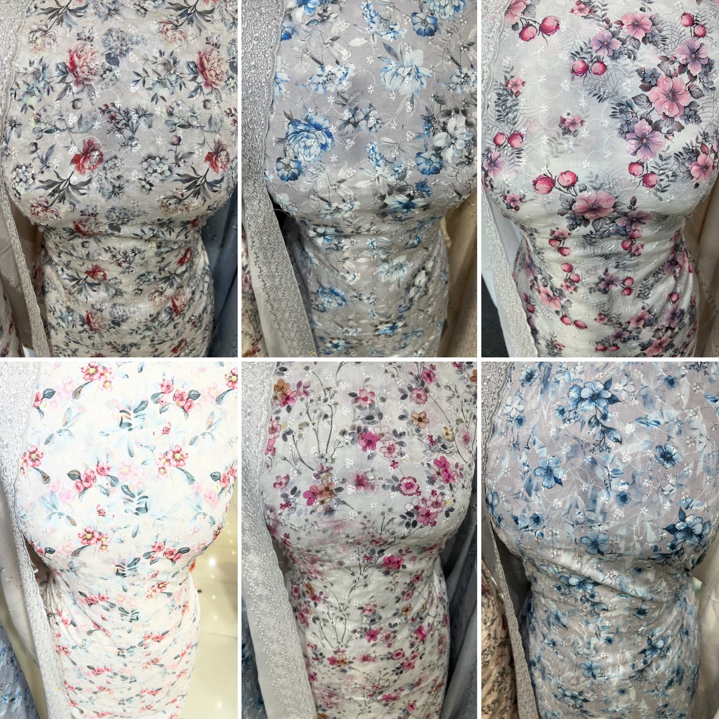 Floral Embroidered Digital Print Cotton