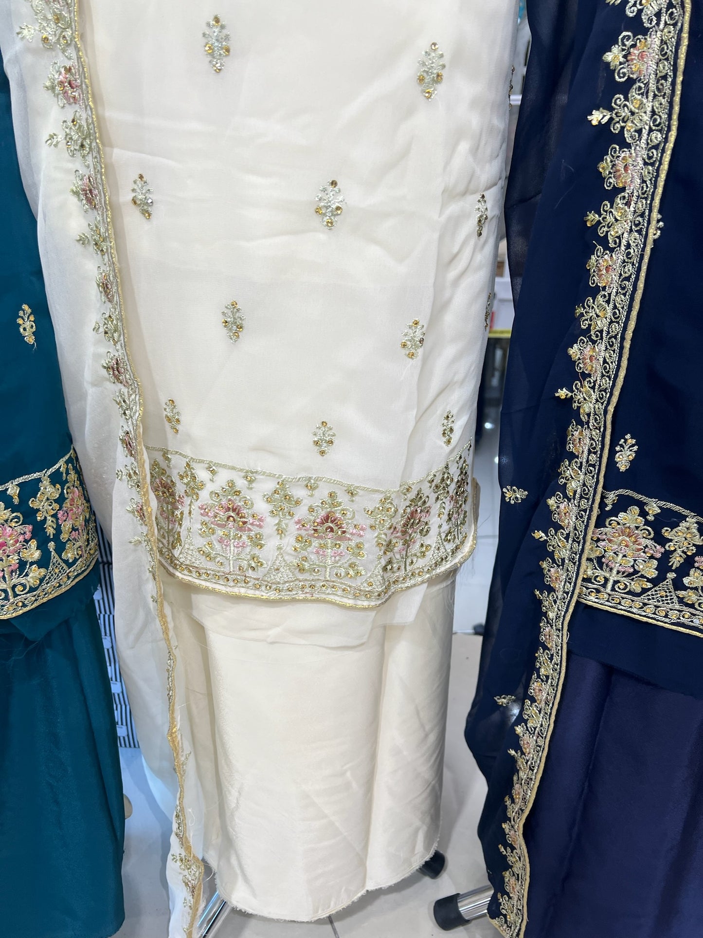 Georgette Neckline Embroidered