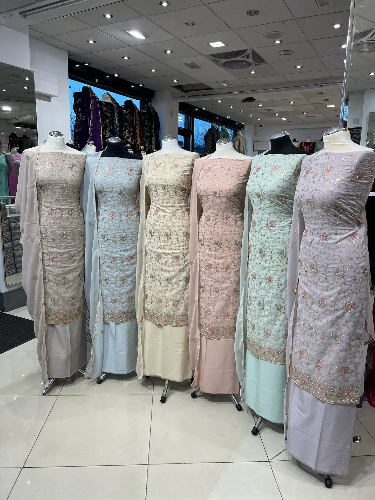Georgette Suits with Thread Embroidery & Embellishments