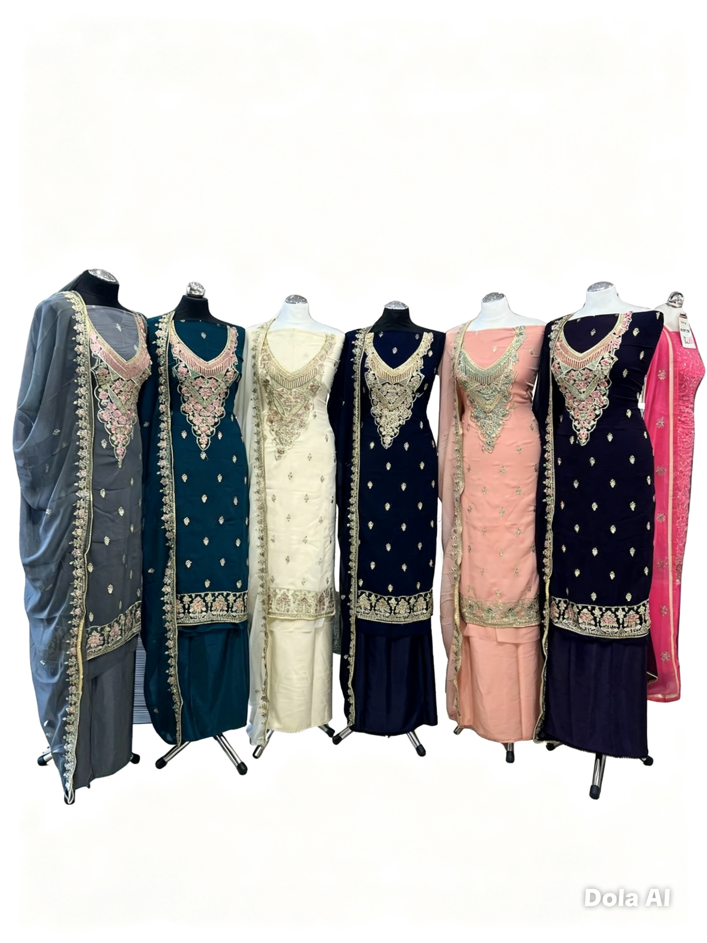 Georgette Neckline Embroidered