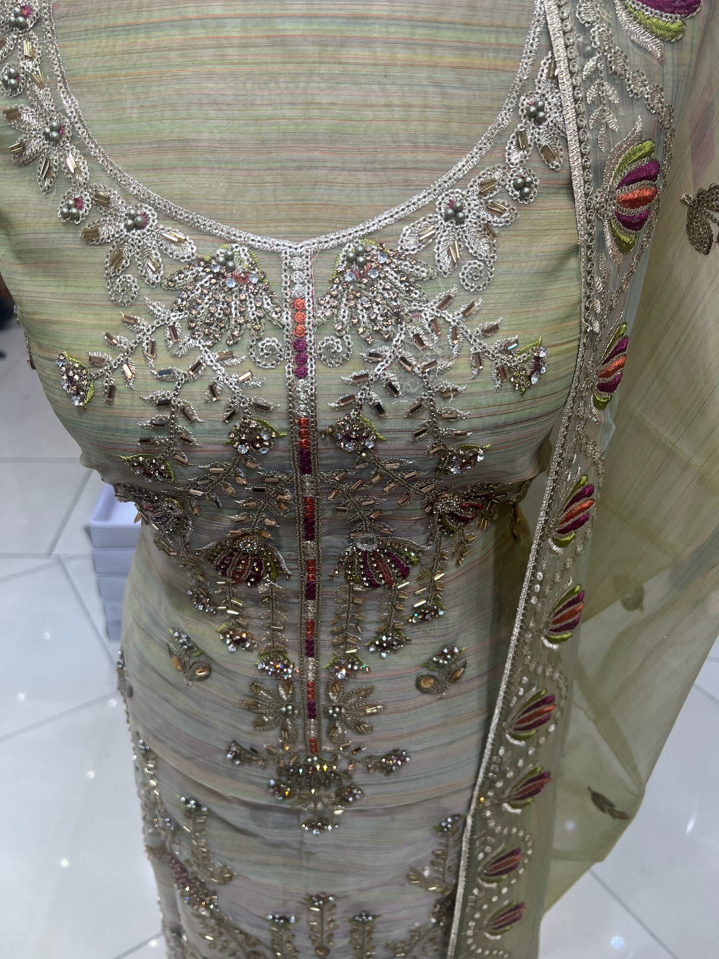 Fancy Embroidered Embellished Chiffon Organza